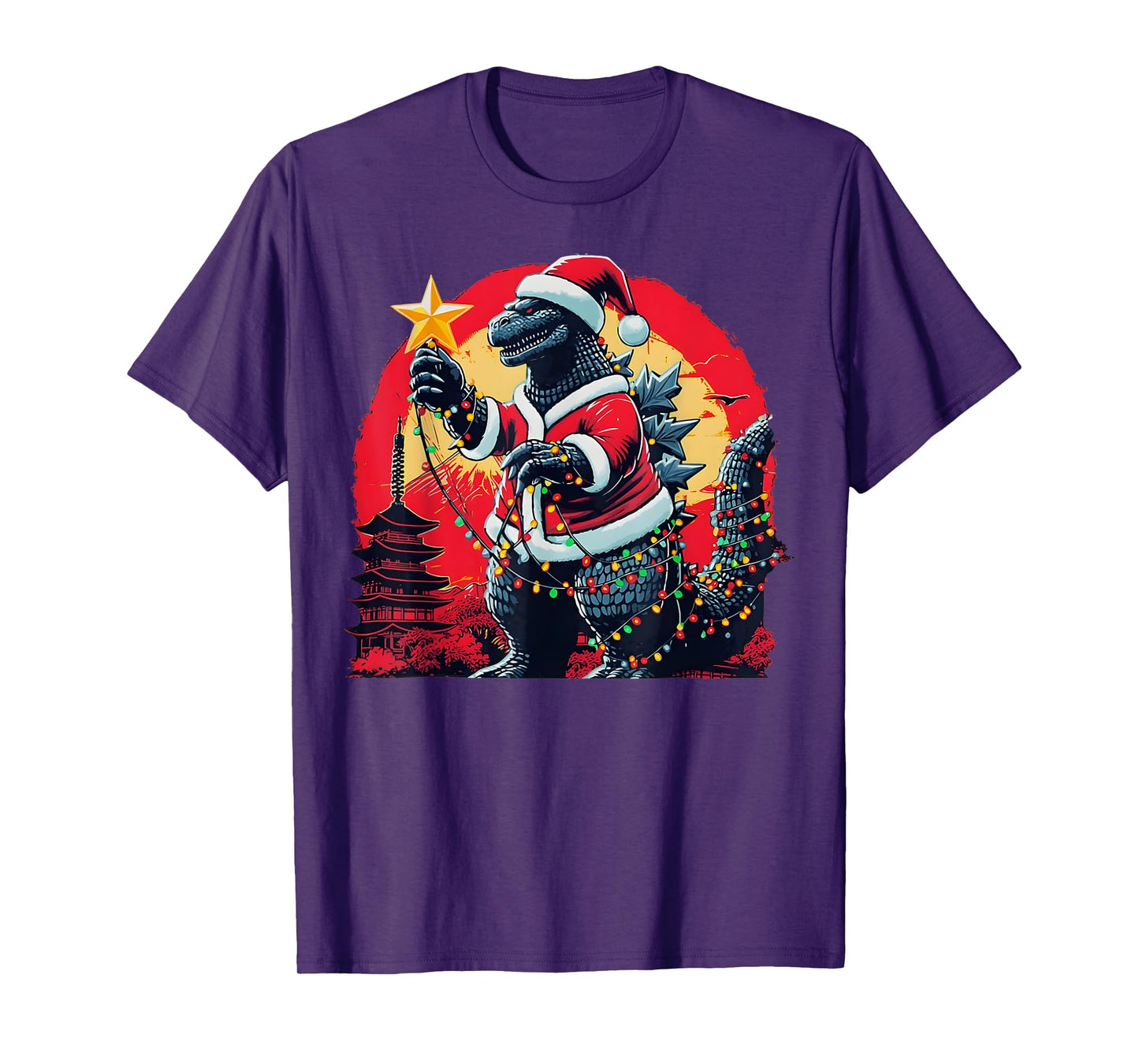 Xmas Christmas Santazilla Funny Holiday Monster Dinosaur T-Shirt