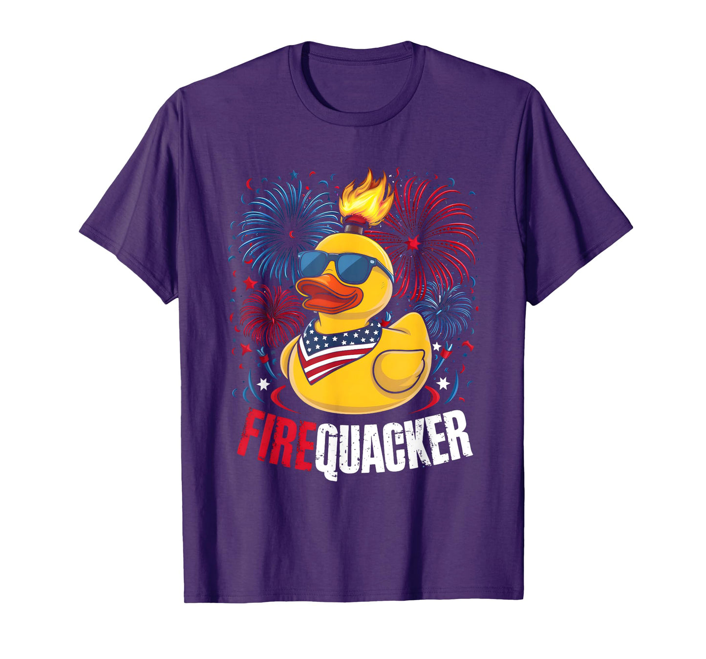 4th of July Duck Firequacker Patriotic Fourth of July Funny T-Shirt for Women Kids Men