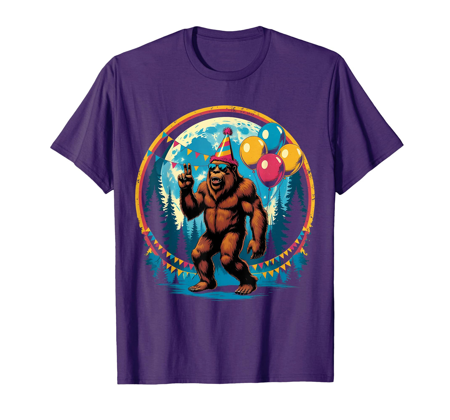 Bigfoot Party Vibes Birthday Balloons Forest Fun T-Shirt