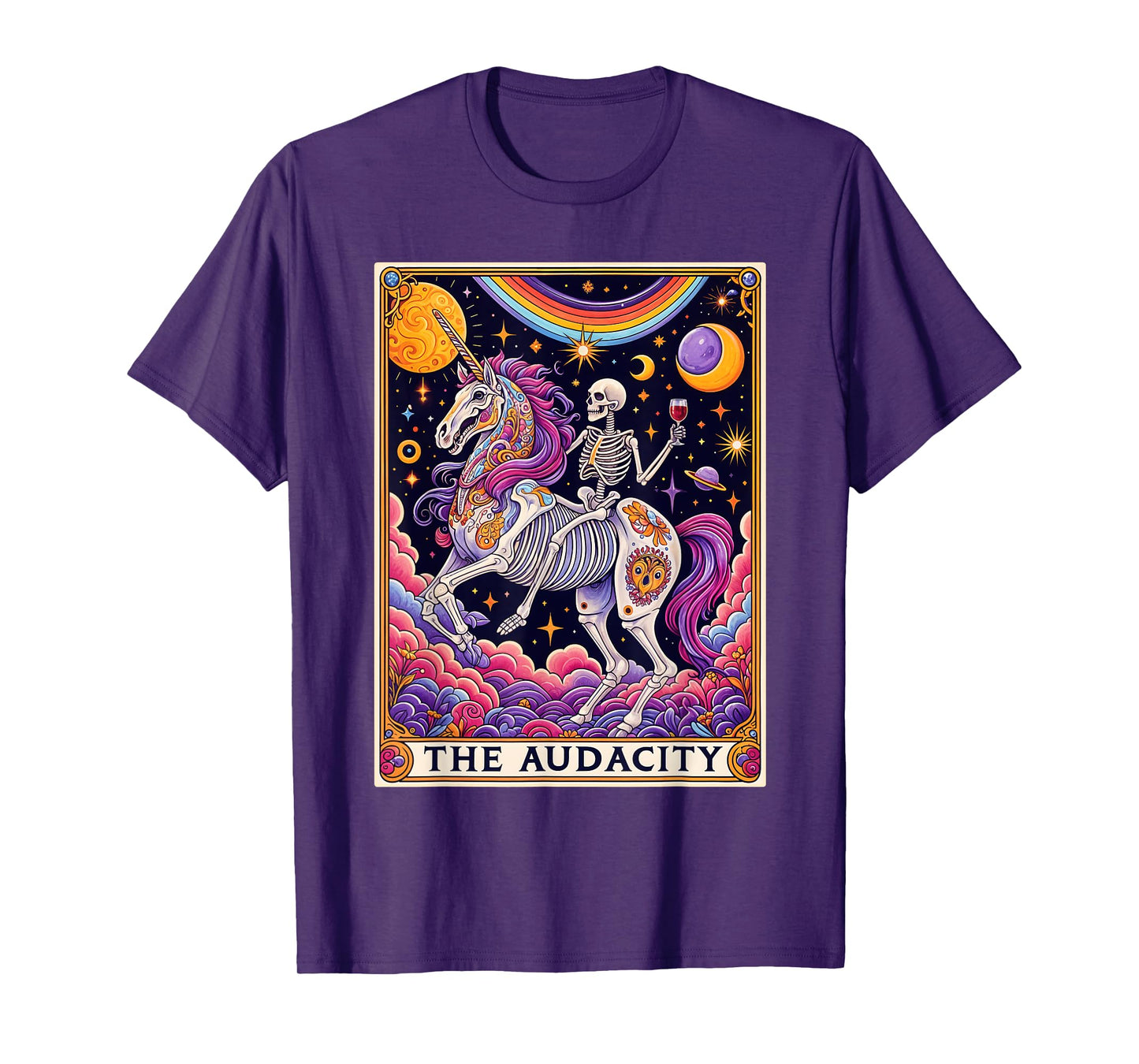The Audacity Tarot Card Shirt Rainbow Skeleton Unicorn Lover T-Shirt