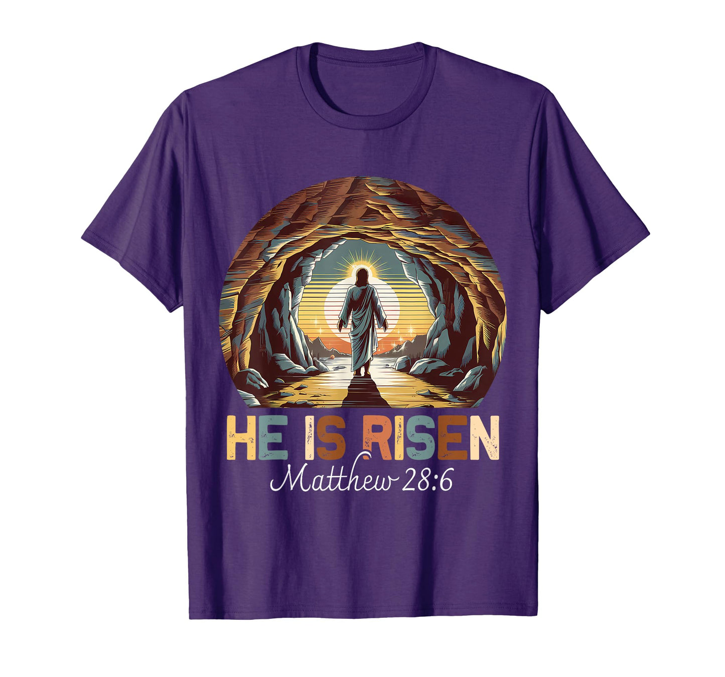 Easter Christian He Is Risen Jesus Empty Tomb Men Women Kids T-Shirt