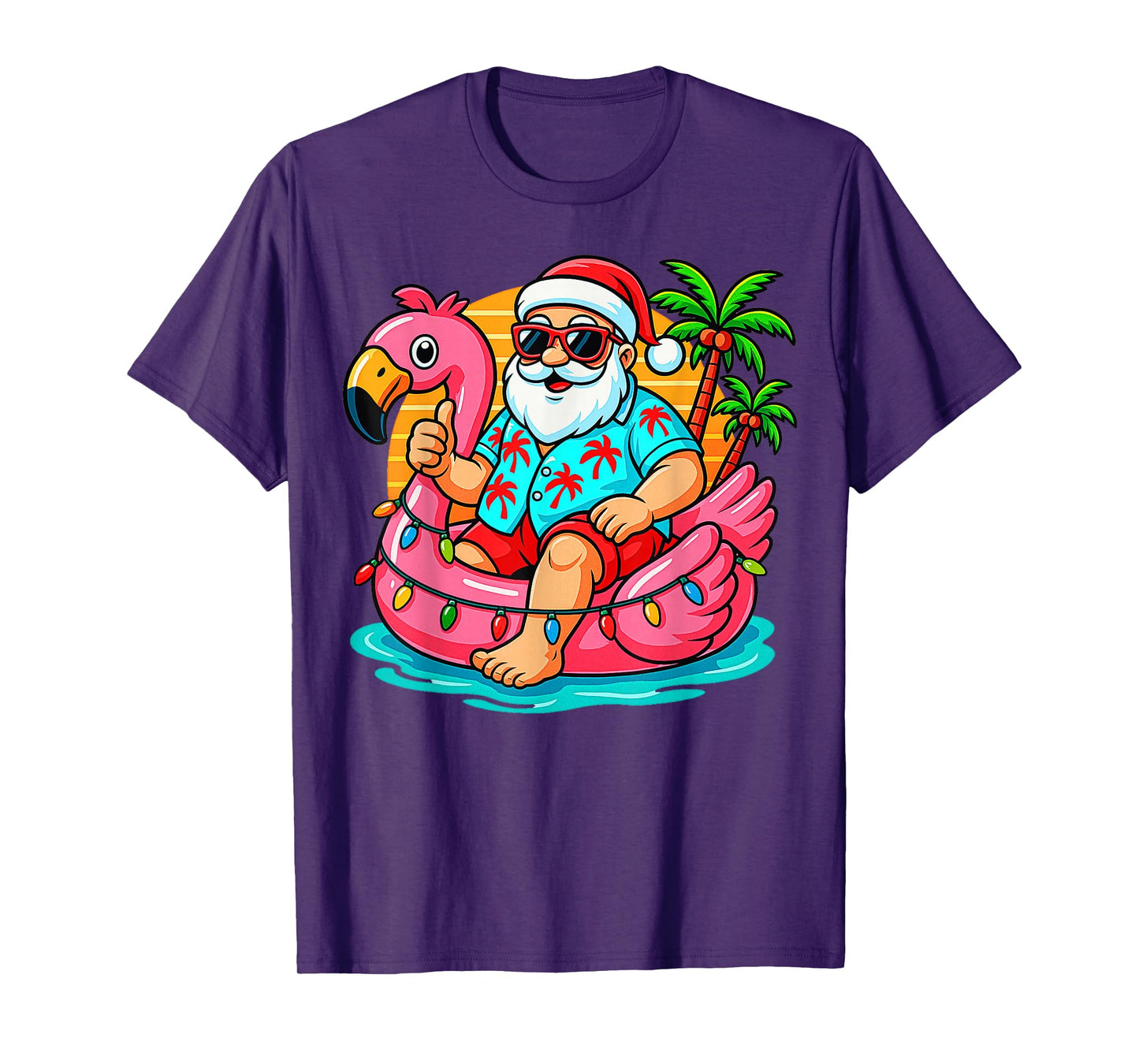 Christmas In July Shirt Boys Kids Santa Flamingo Summer Xmas T-Shirt