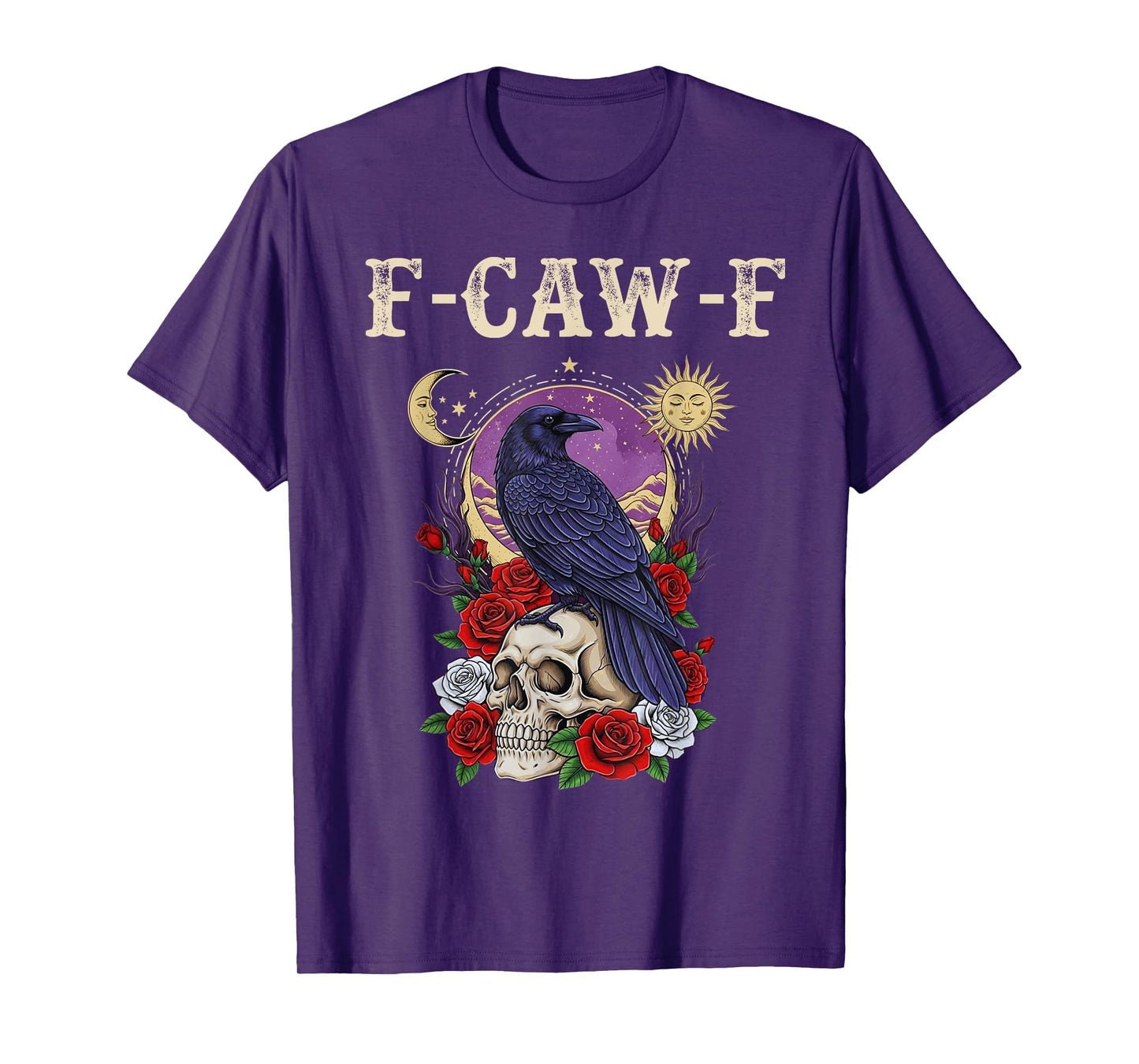 Black Crow, F-Caw-F Funny Black Bird moon Gothic Adult Humor T-Shirt