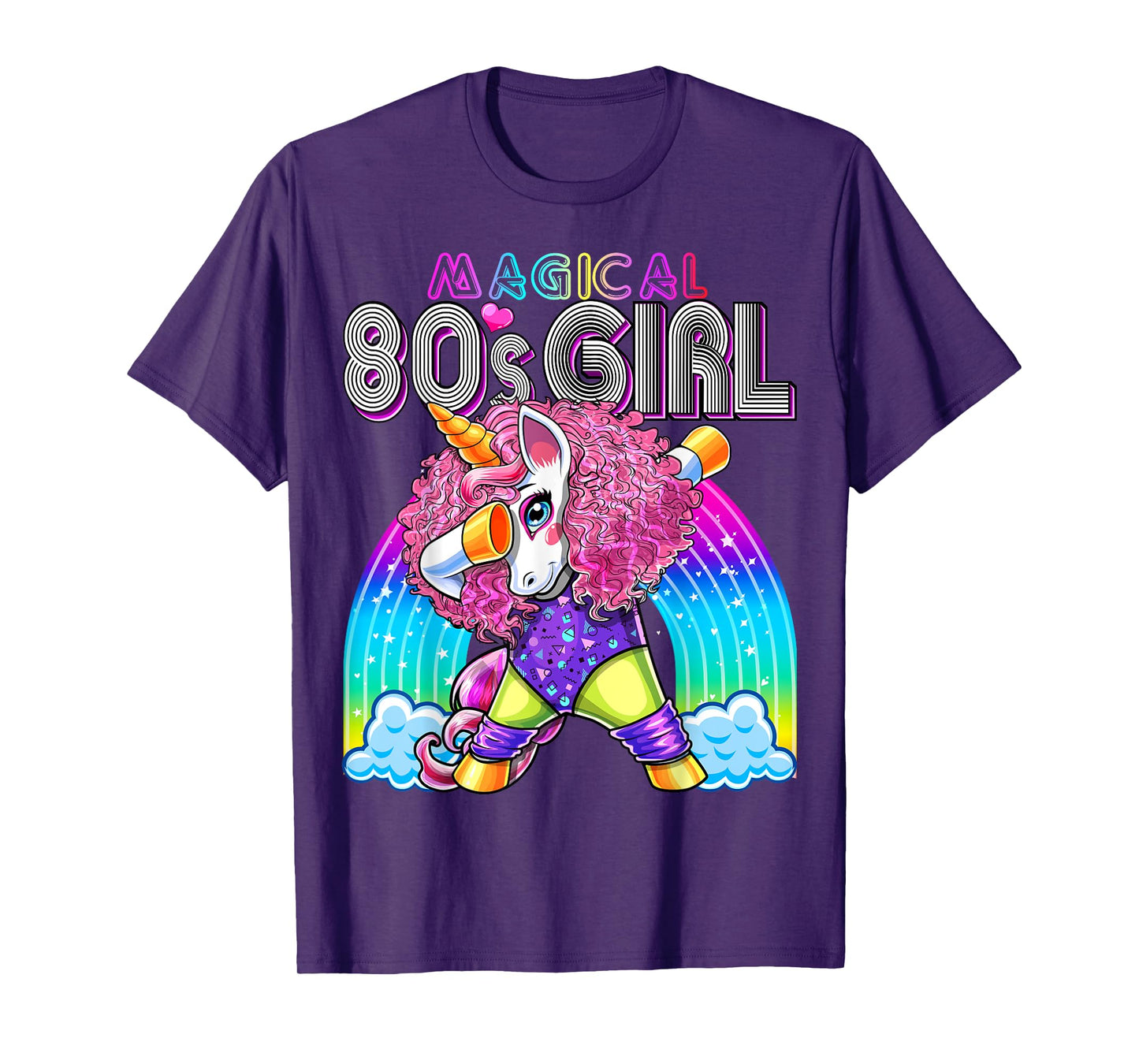 Magical 80's Girl Dabbing Unicorn Leotard Leg Warmers Party T-Shirt