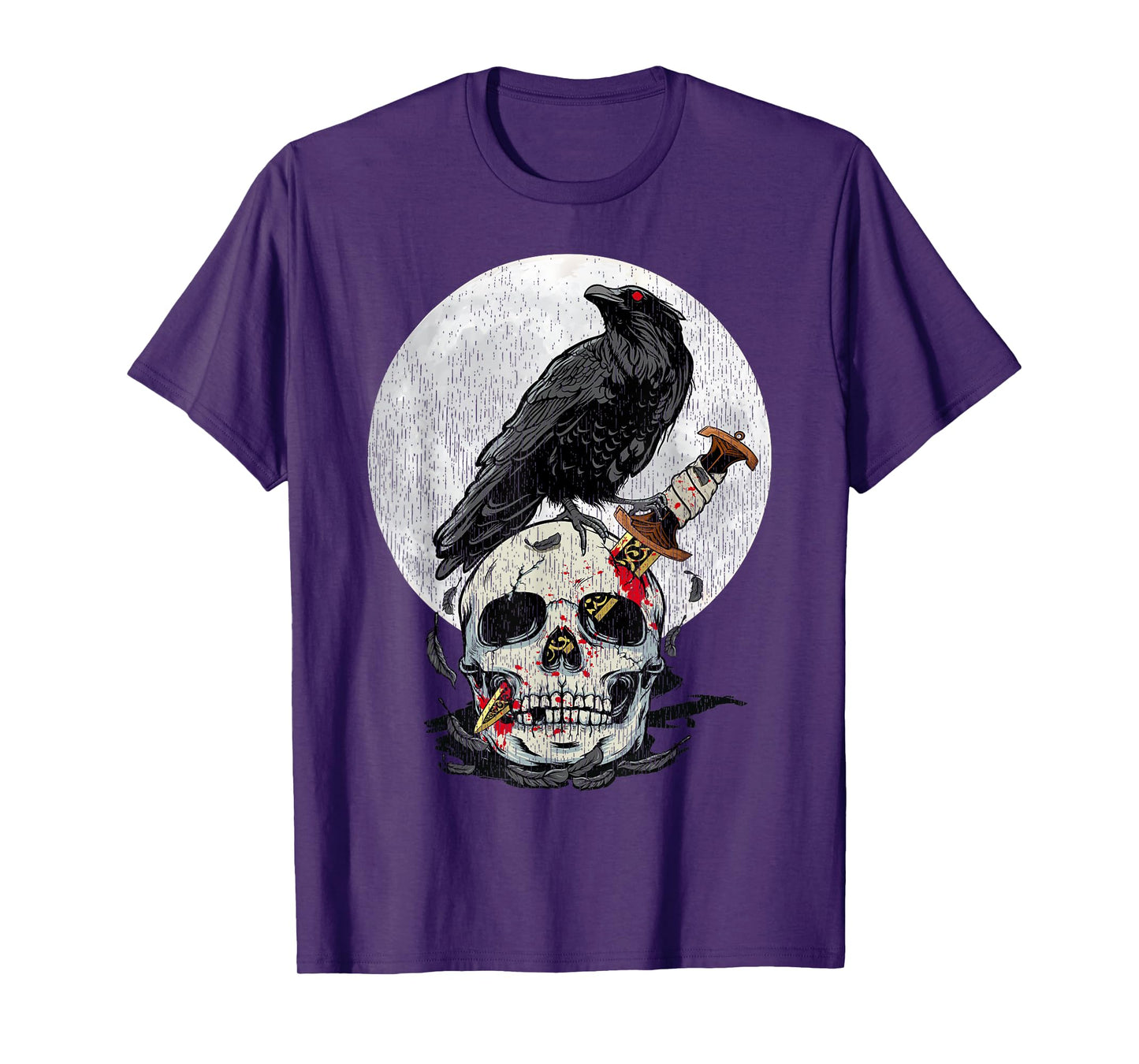 Bird Lover Vintage Crow Skull Moon Raven Gothic T-Shirt