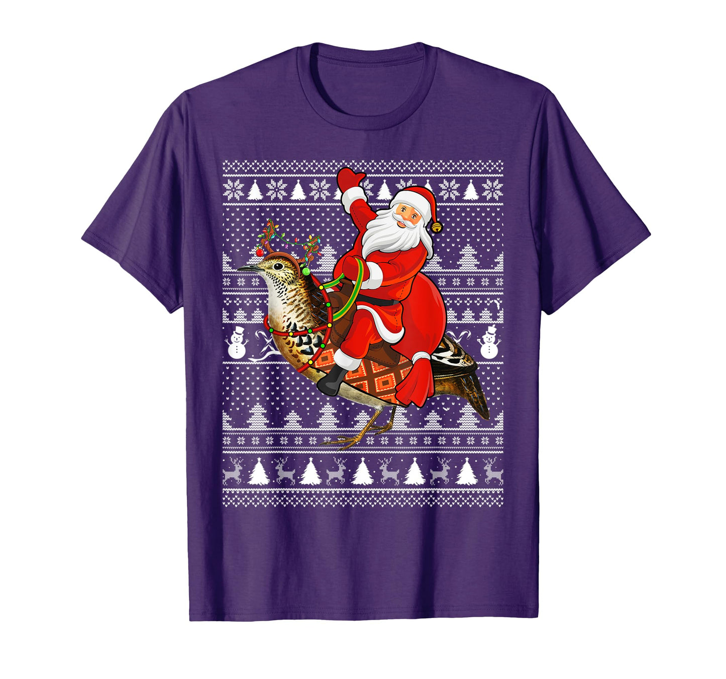 Quail Bird Xmas Holiday Ugly Santa Riding Quail Christmas T-Shirt
