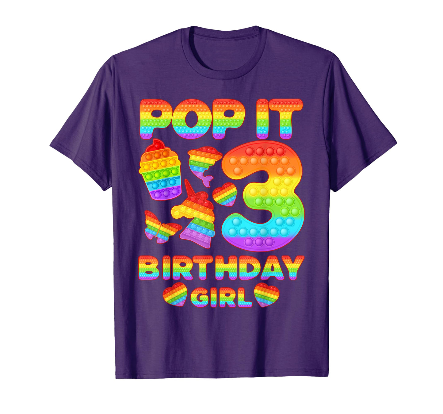 Kids Pop It 3 Year old 3rd Birthday Girl Shirt Pop it Party T-Shirt