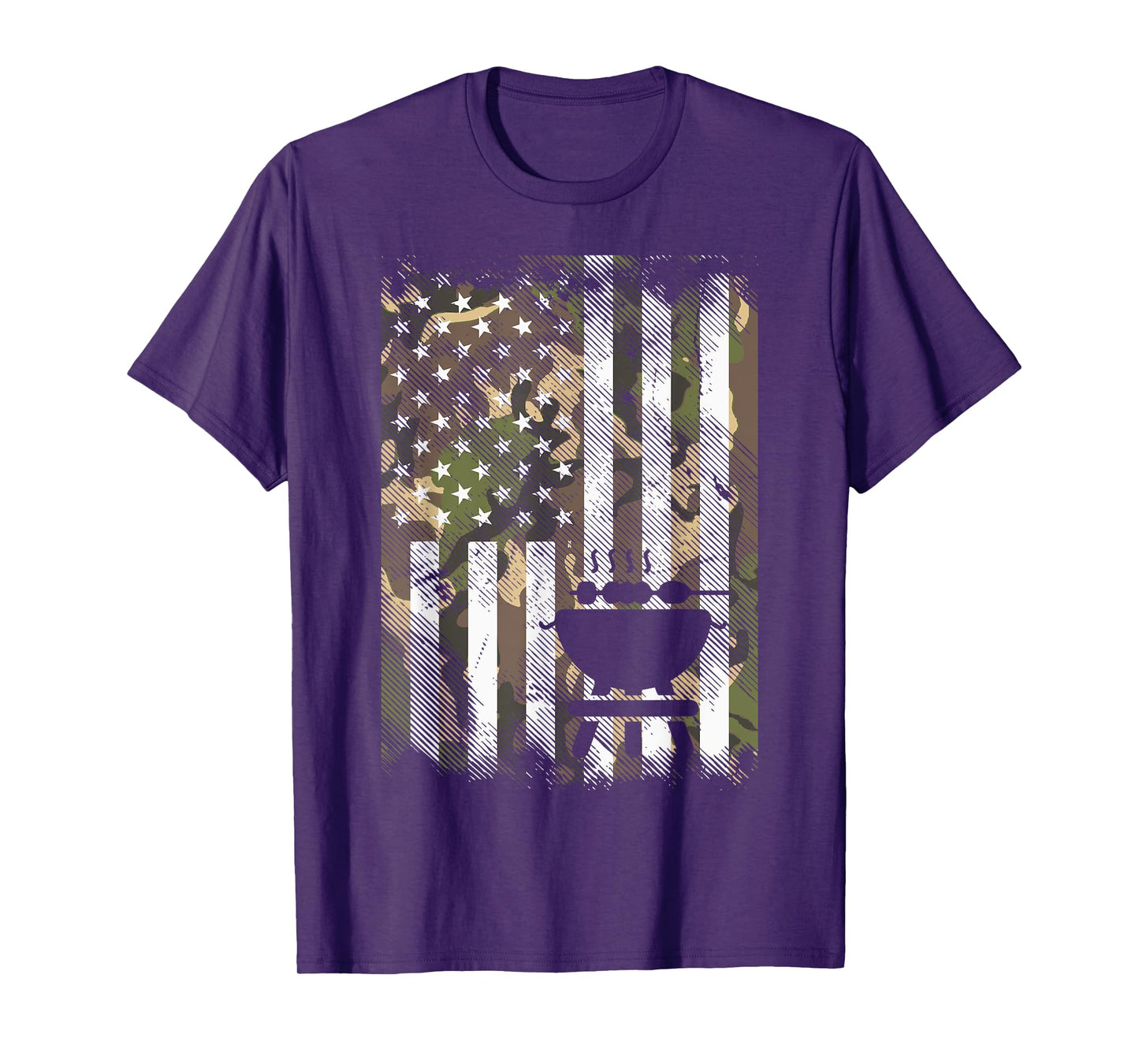 Bbq Grill America Flag Camo Barbecue 4th July Women Men Kids T-Shirt