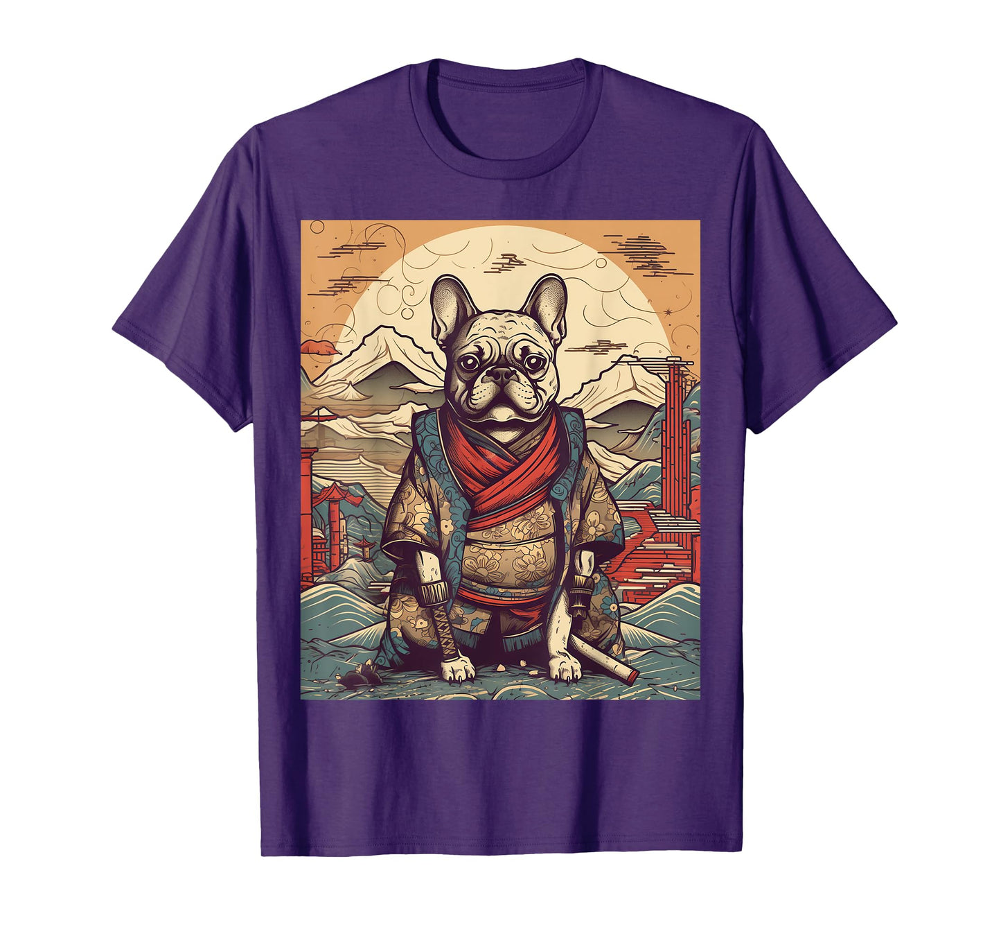Vintage Japanese Art Samurai French Bulldog T-Shirt