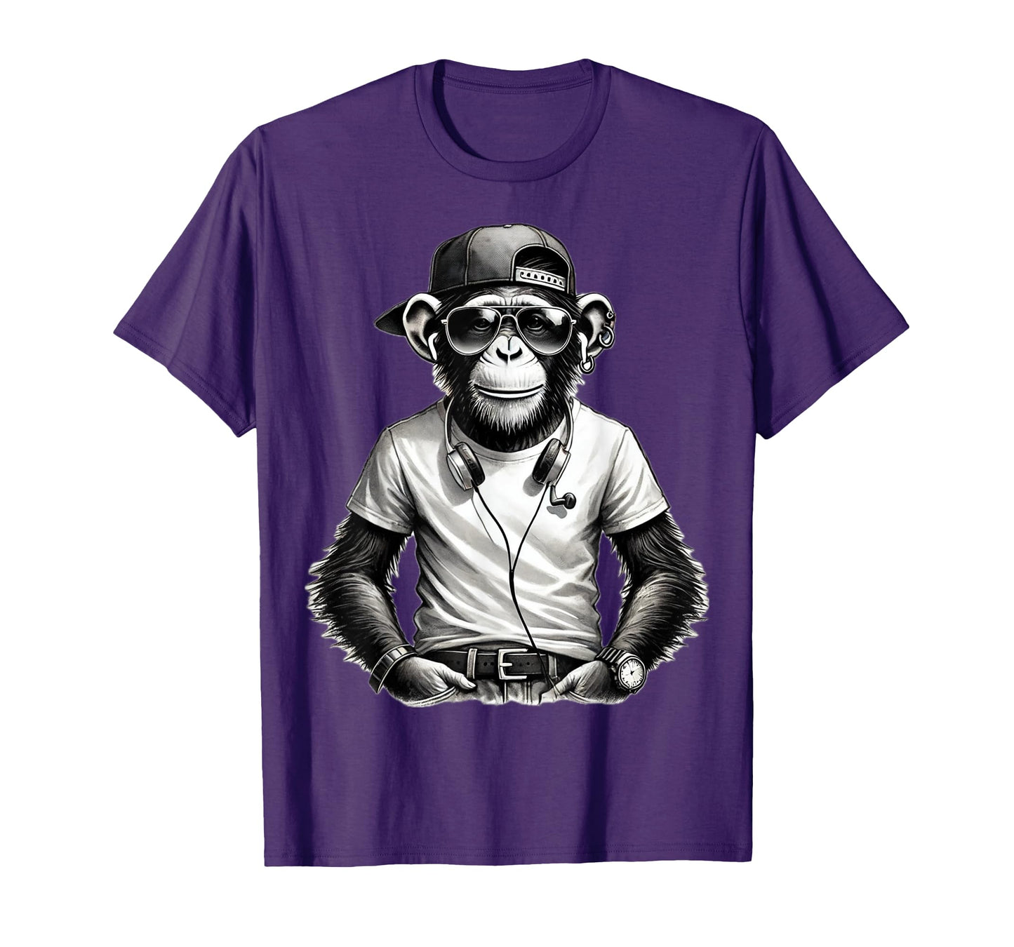 Mens Monkey Safari Sunglasses Print Tops Cartoon Print T-Shirt