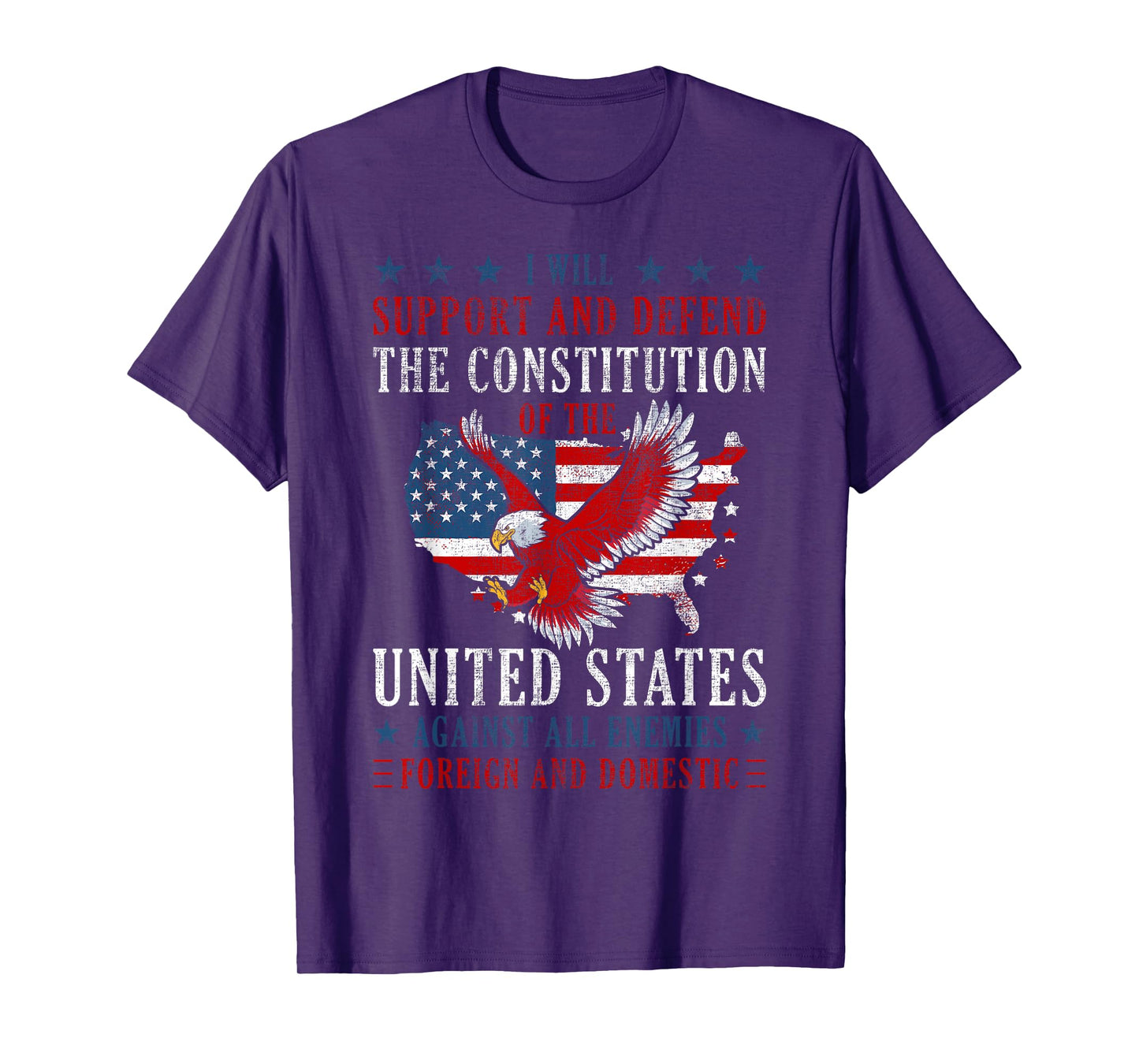 Support & Defend The Constitution US Flag Eagle 4th of July T-Shirt for Women Men