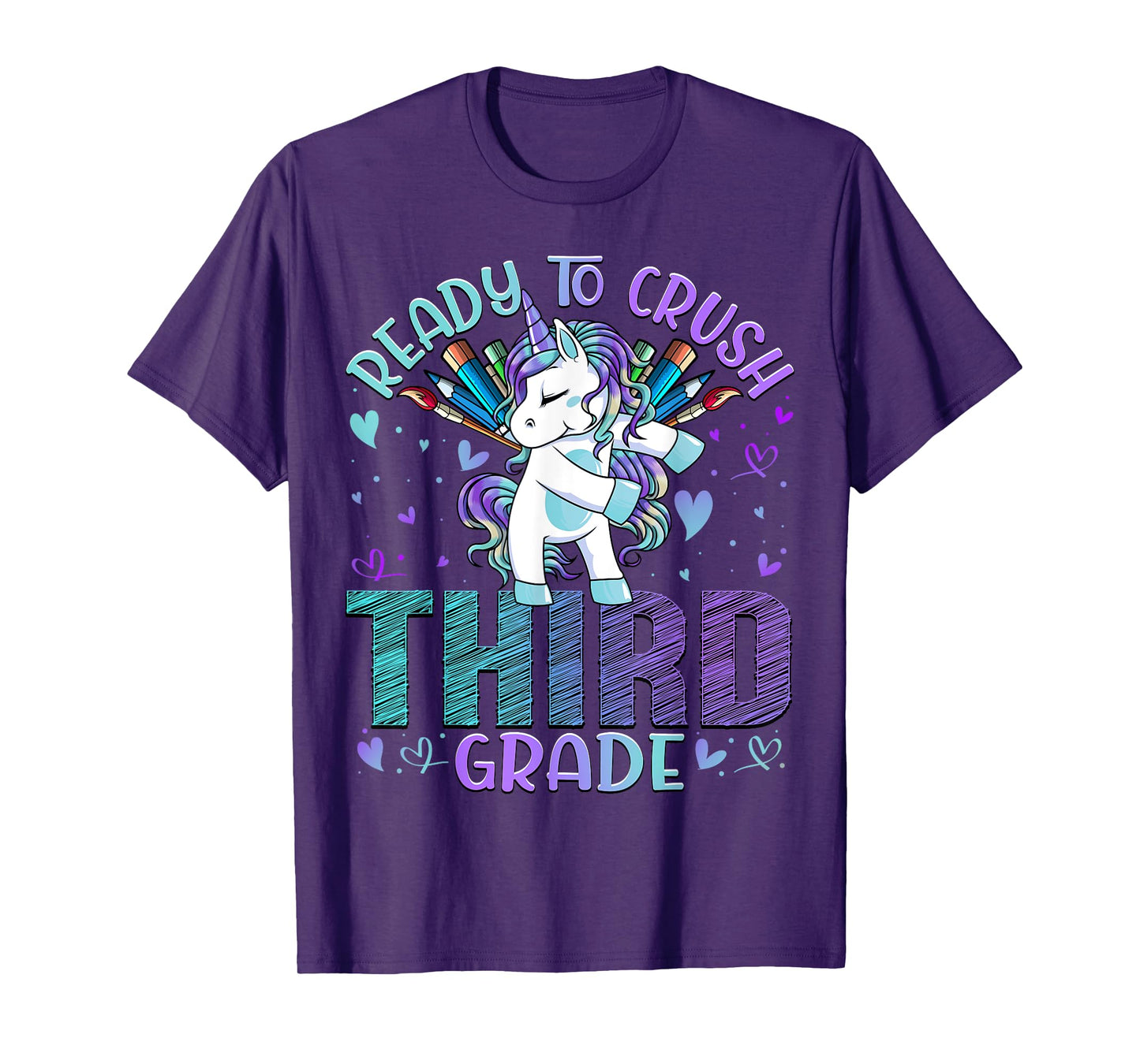 Ready to Crush Third 3rd Grade Back To School Unicorn Kids T-Shirt