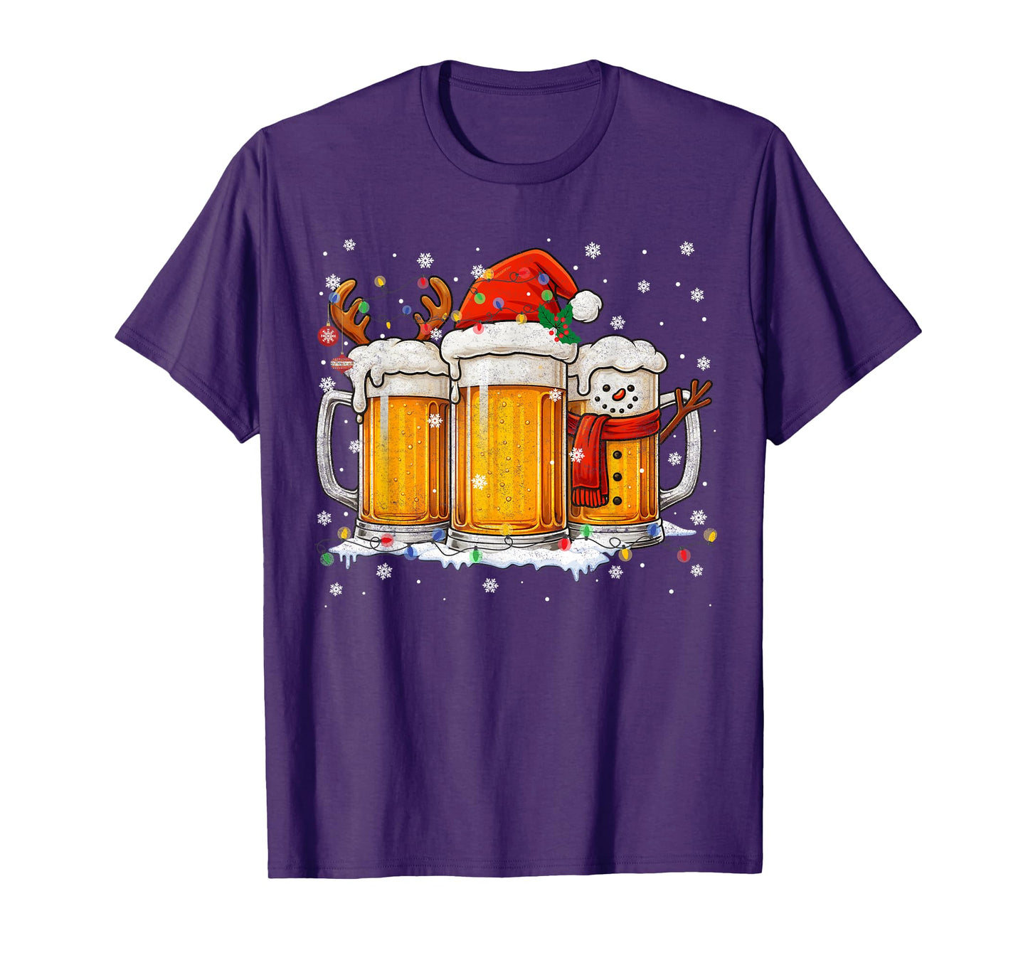 Funny Snowman Santa Hat Drink Christmas Xmas Men T-Shirt