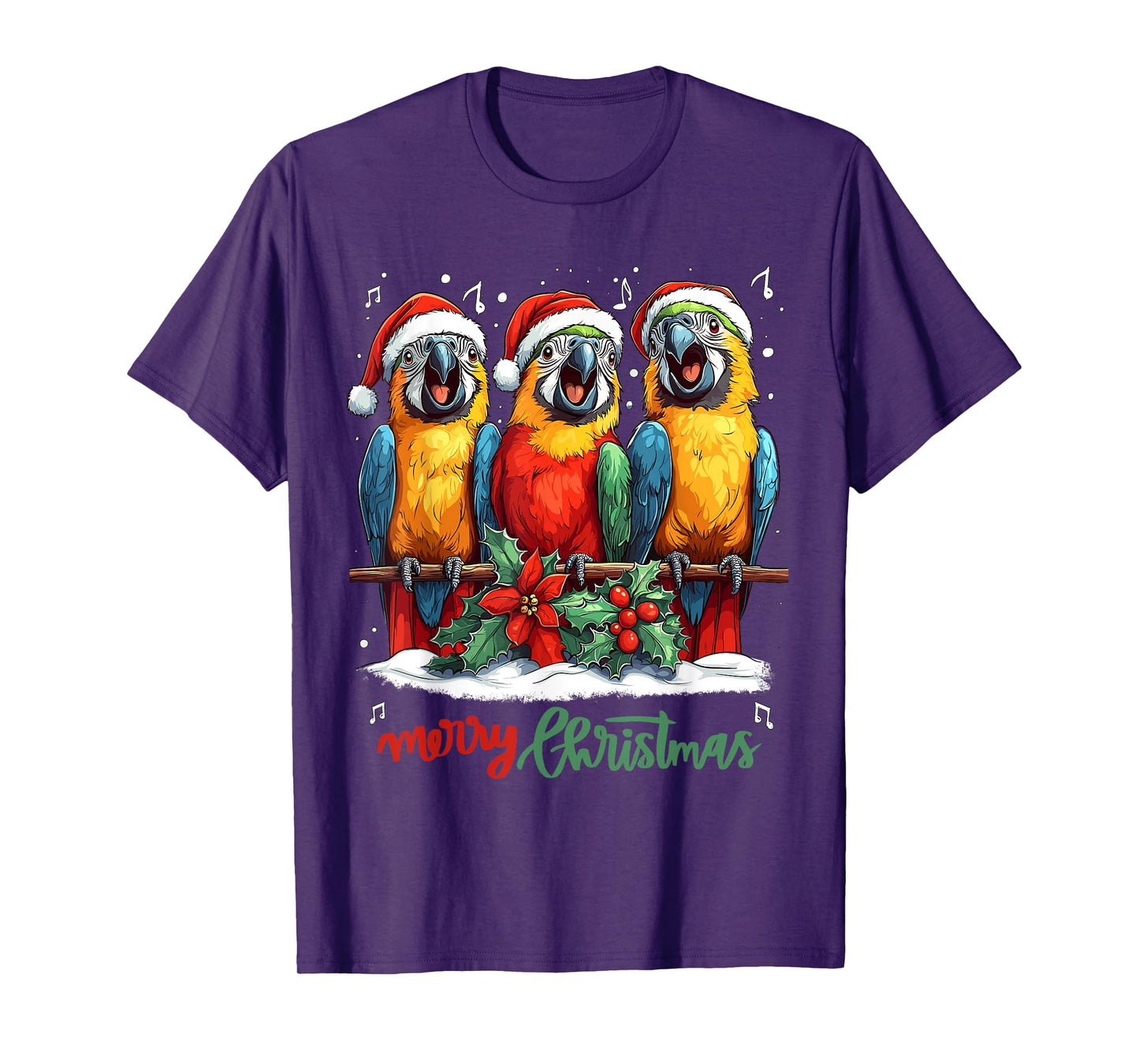 Funny Parrot with Santa Hat on Christmas, Cool Xmas macaw T-Shirt