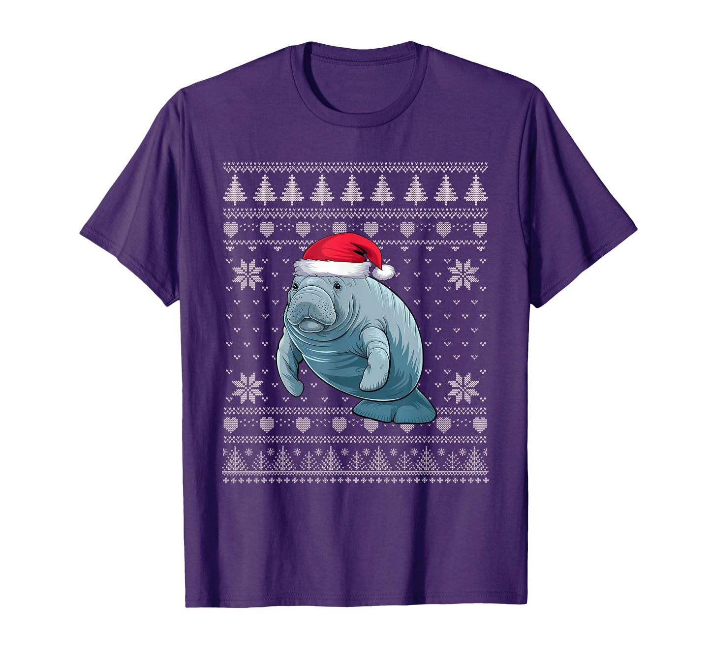 Funny Manatee Ugly Christmas Sweater Santa Xmas PJs T-Shirt