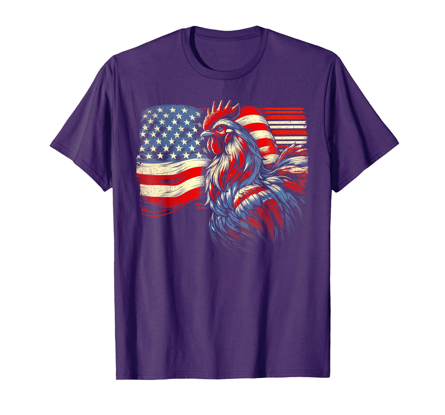 Chicken 4th Of July Flag American Patriot USA Farm Chicken Women Kids Men T-Shirt