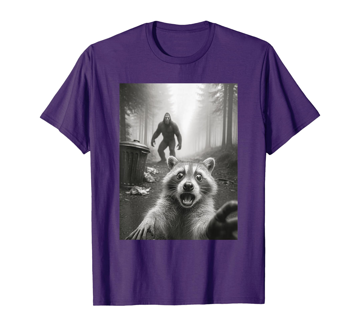 Funny Raccoon Selfie Bigfoot Graphic Tee For Men Women T-Shirt