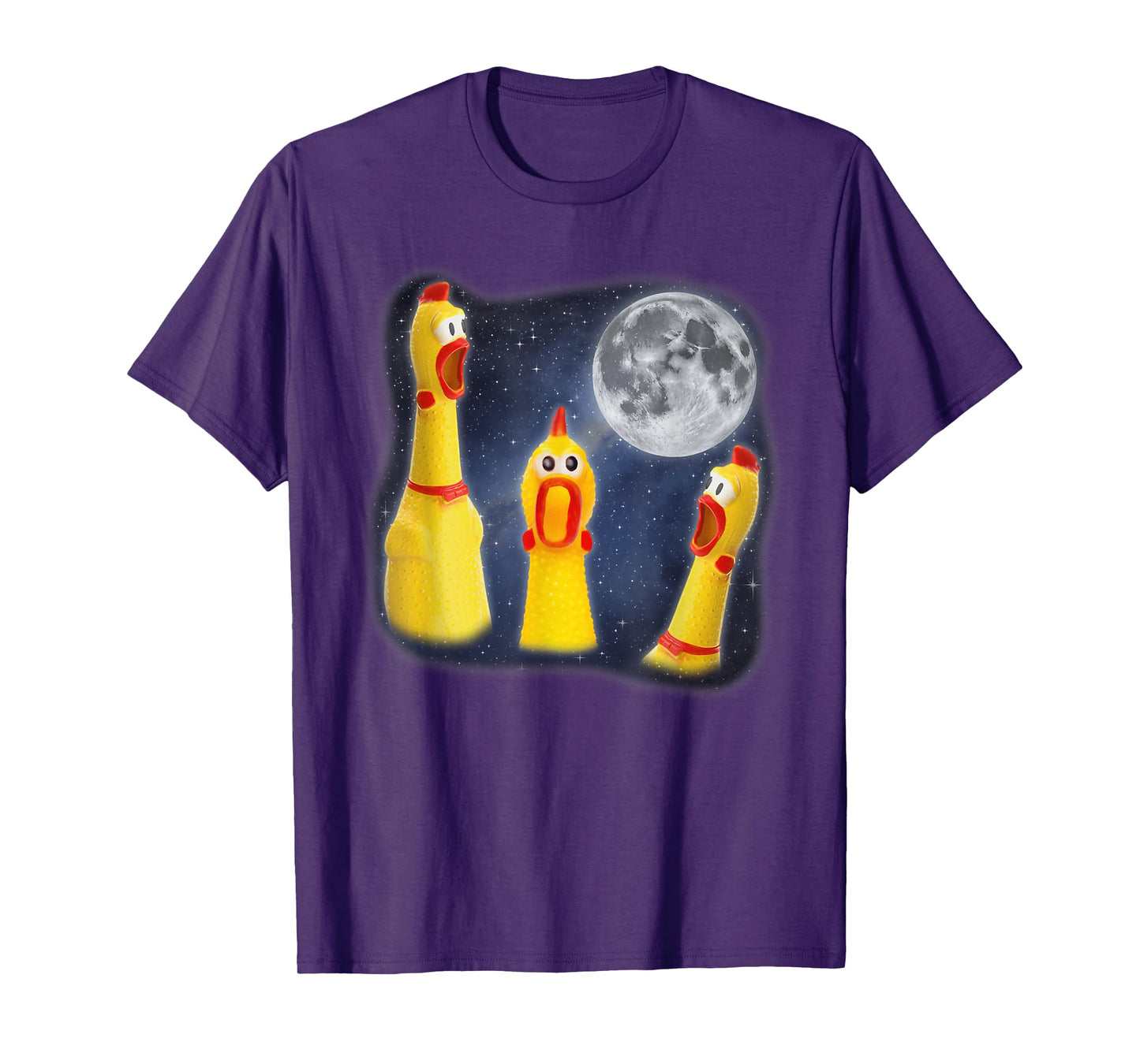 Rubber Chicken Toy Moon 3 Howling At Moon Funny Weird Cursed T-Shirt