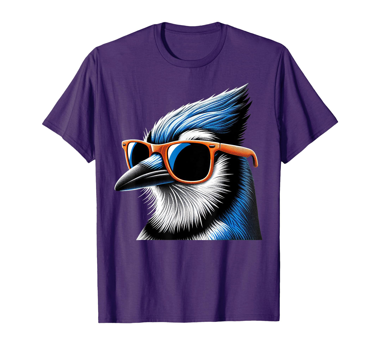 Cool Blue Jay Bird Wearing Sunglasses Graphic Art T-Shirt