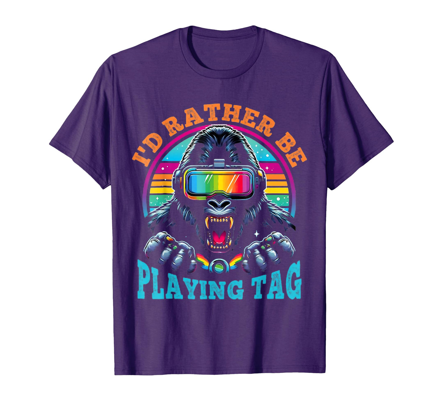 Bruh I'd Rather Be Playing Boys Adult Man Birthday Gorilla T-Shirt