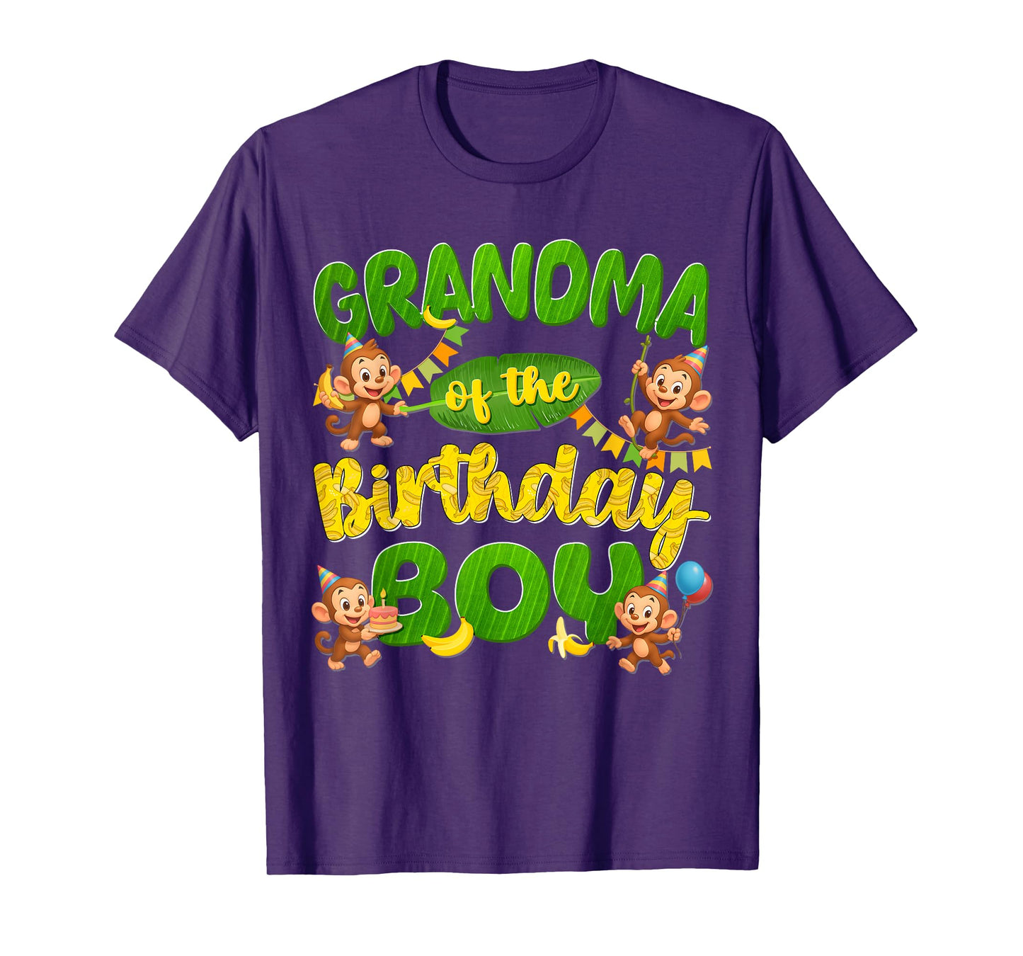 Grandma Of The Birthday Boy Monkey Family Matching Party T-Shirt
