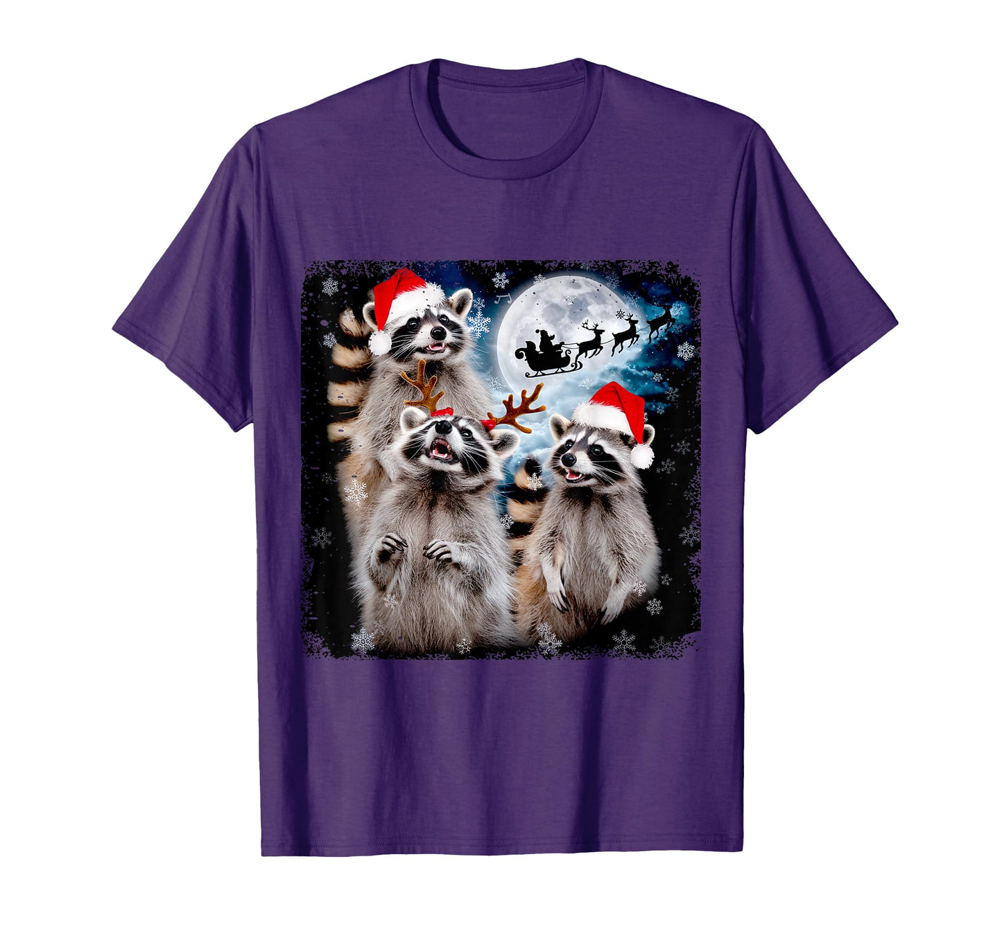 Funny Christmas Moon Howling Raccoon Xmas Men, Women, Kid T-Shirt