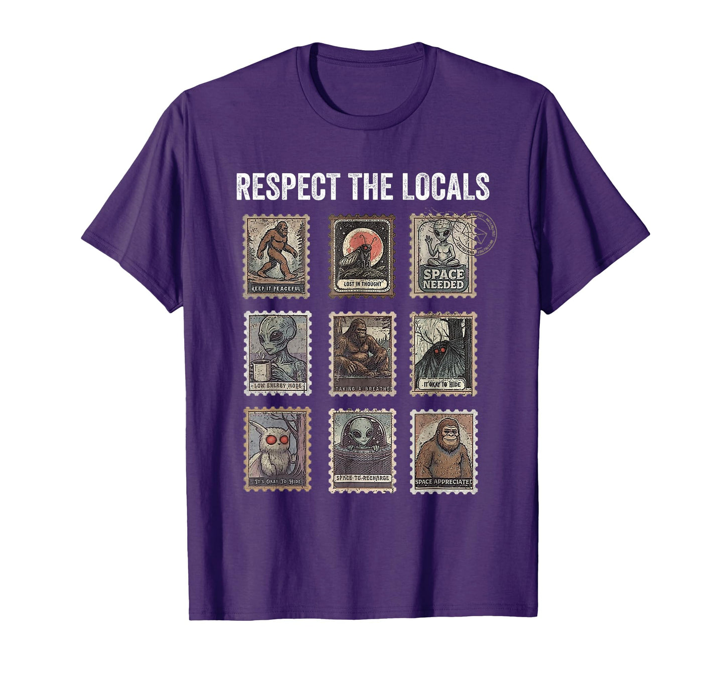 Respect The Locals Cryptids Folklure Mothman Bigfoot Alien T-Shirt