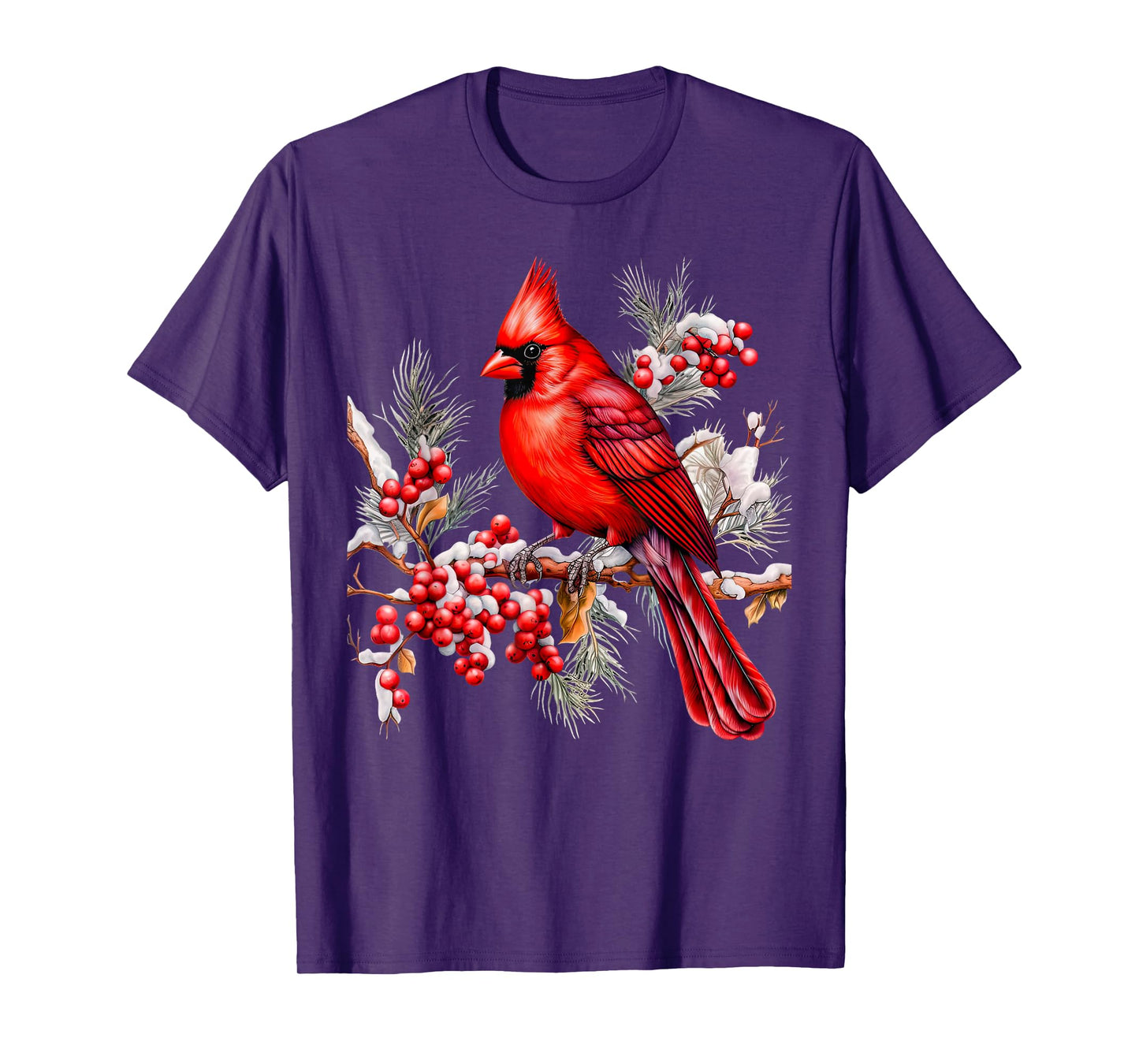 Cute Red Cardinal Flower Bird Animal Lover Design Girl Women T-Shirt