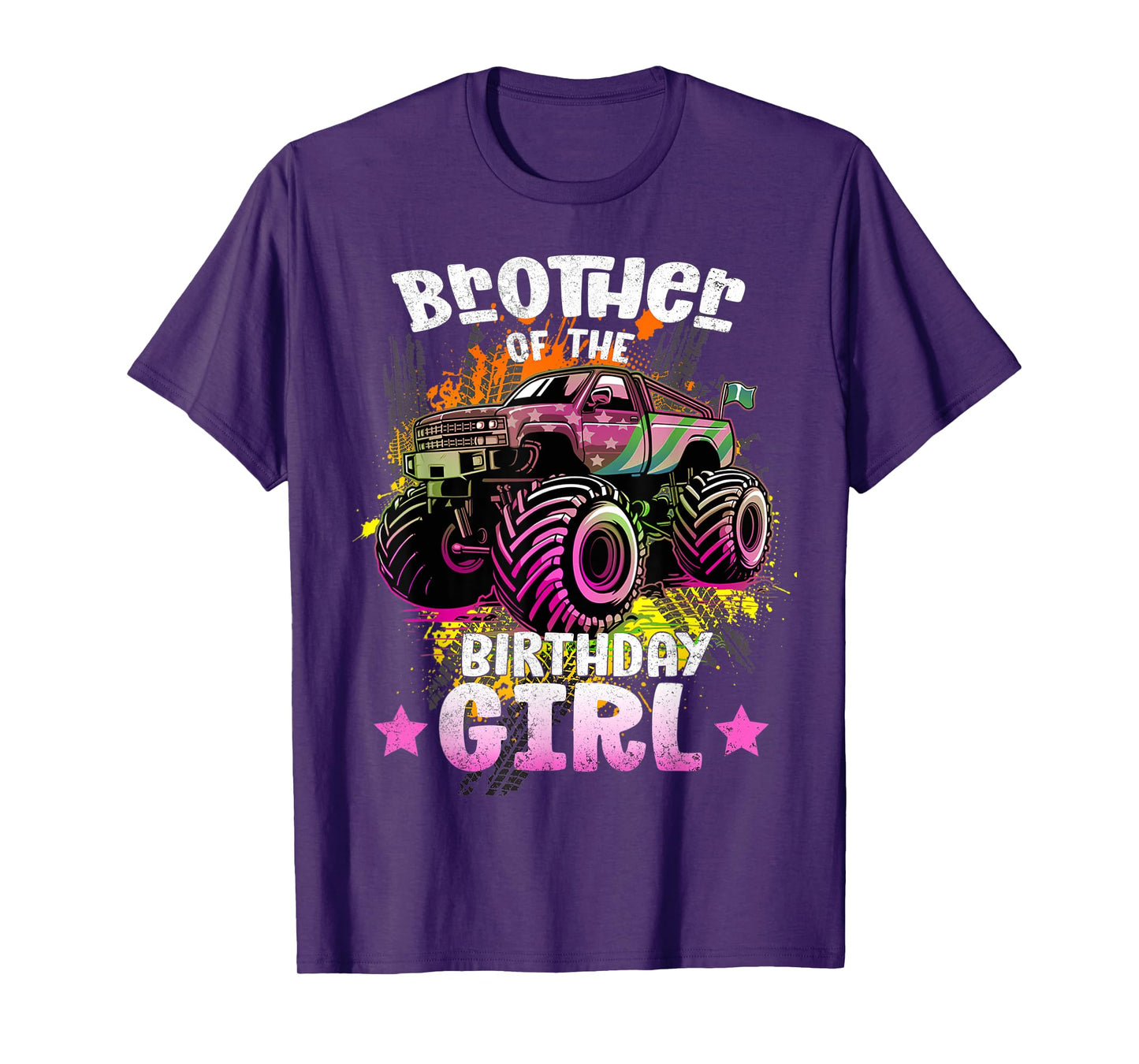 Brother Of Birthday Girl | Birthday Of A Girl Monster Trucks T-Shirt