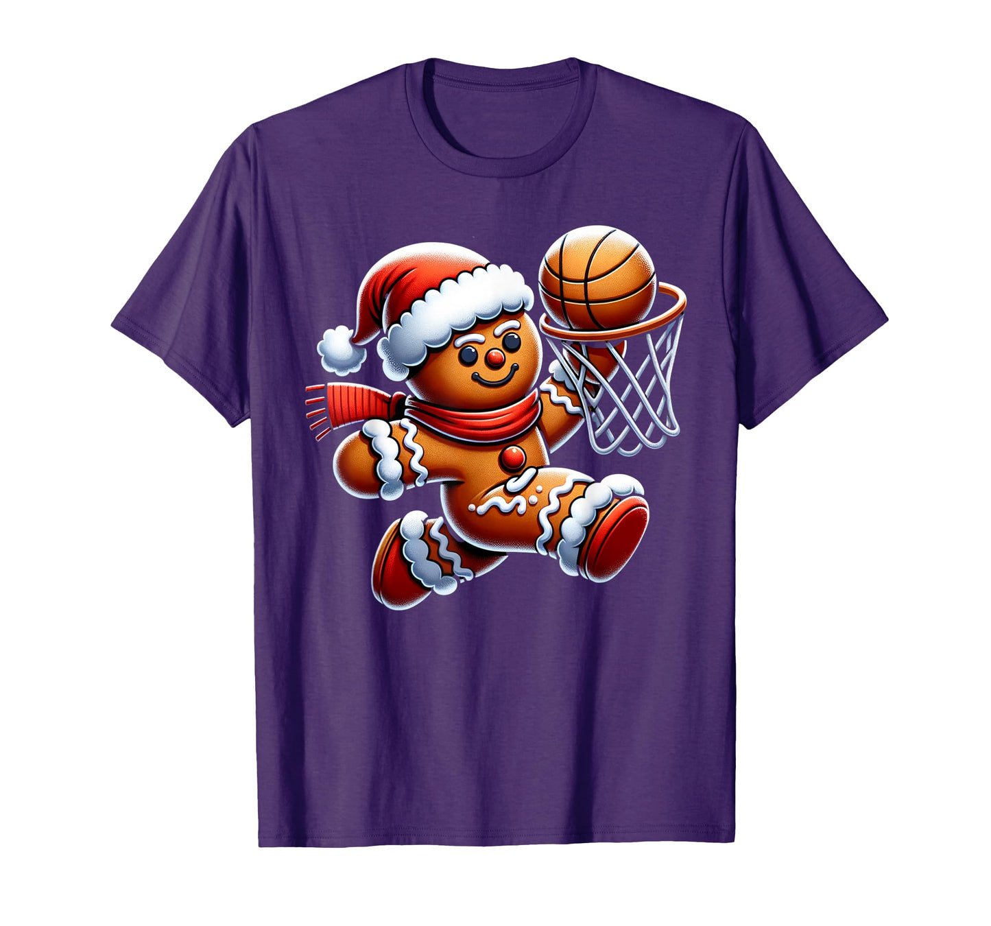 Gingerbread Man Playing Basketball Christmas Xmas Kids T-Shirt