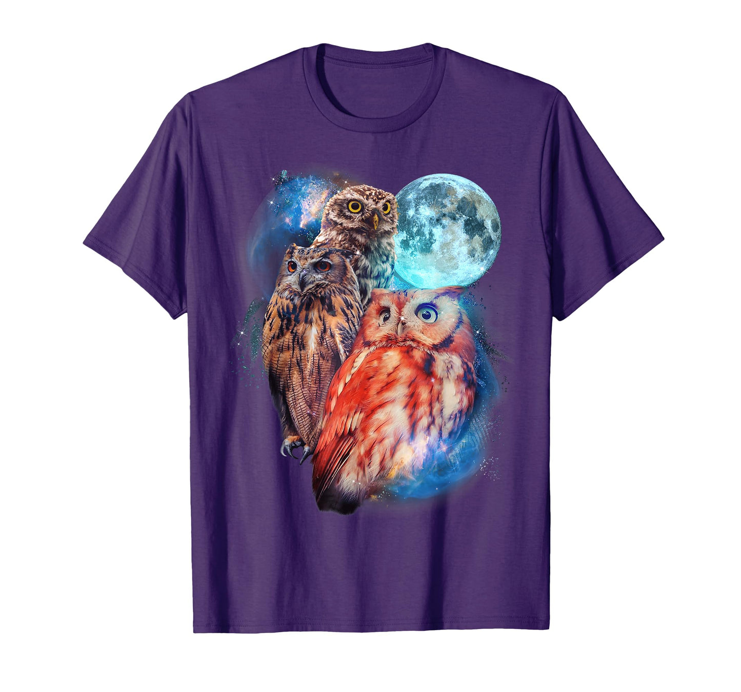 3 Moon Owl Funny Nocturnal Birds Of Prey Graphic Art Humor T-Shirt
