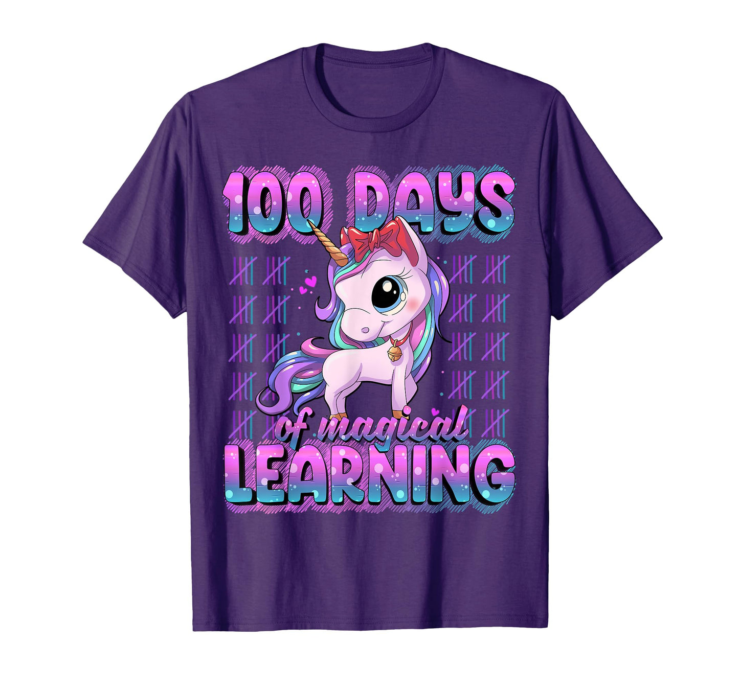 100 Magical Day of School Unicorn Shirts 100 Days Smarter Unisex-Kids T-Shirt Black Small