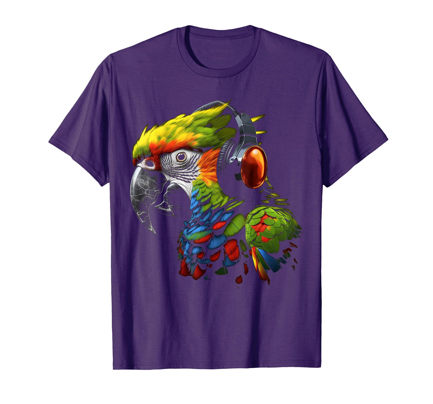 Parrot Music Art Headphones Musicians Animal Bird Parrot T-Shirt