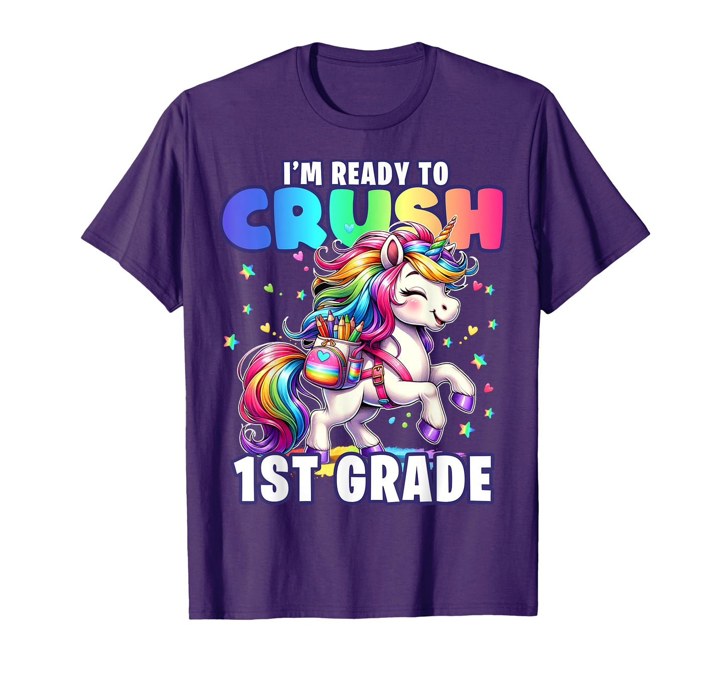 Crush 1st Grade Girls Back to School Unicorn First Day Cute T-Shirt