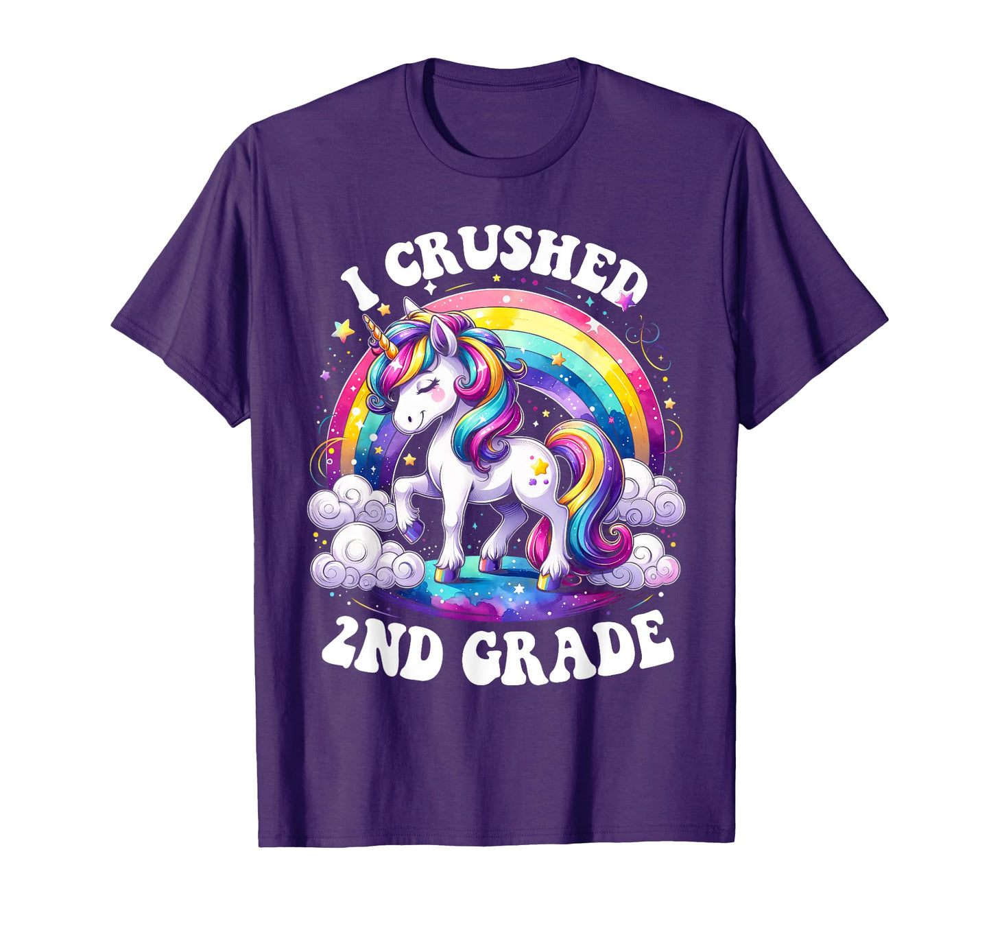 I Crushed 2nd Grade Graduation Unicorn Rainbow T-Shirt