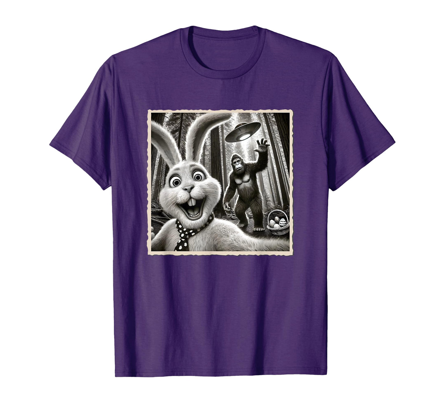 Easter Bunny Selfie With Bigfoot | Funny Easter, Bunny T-Shirt
