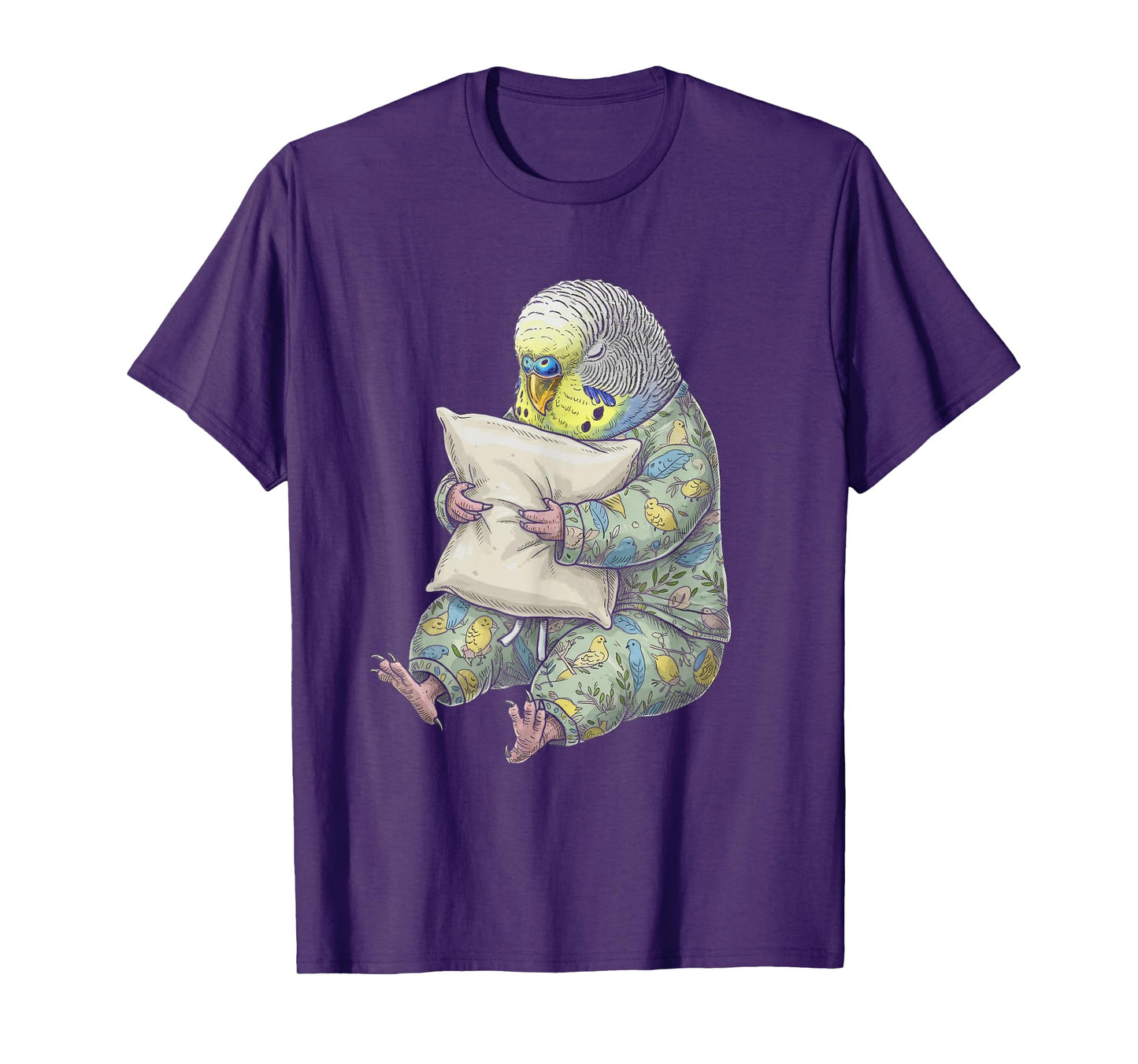 Funny Sleepy Budgerigar Budgie Bird Pajama Women Men Kids T-Shirt