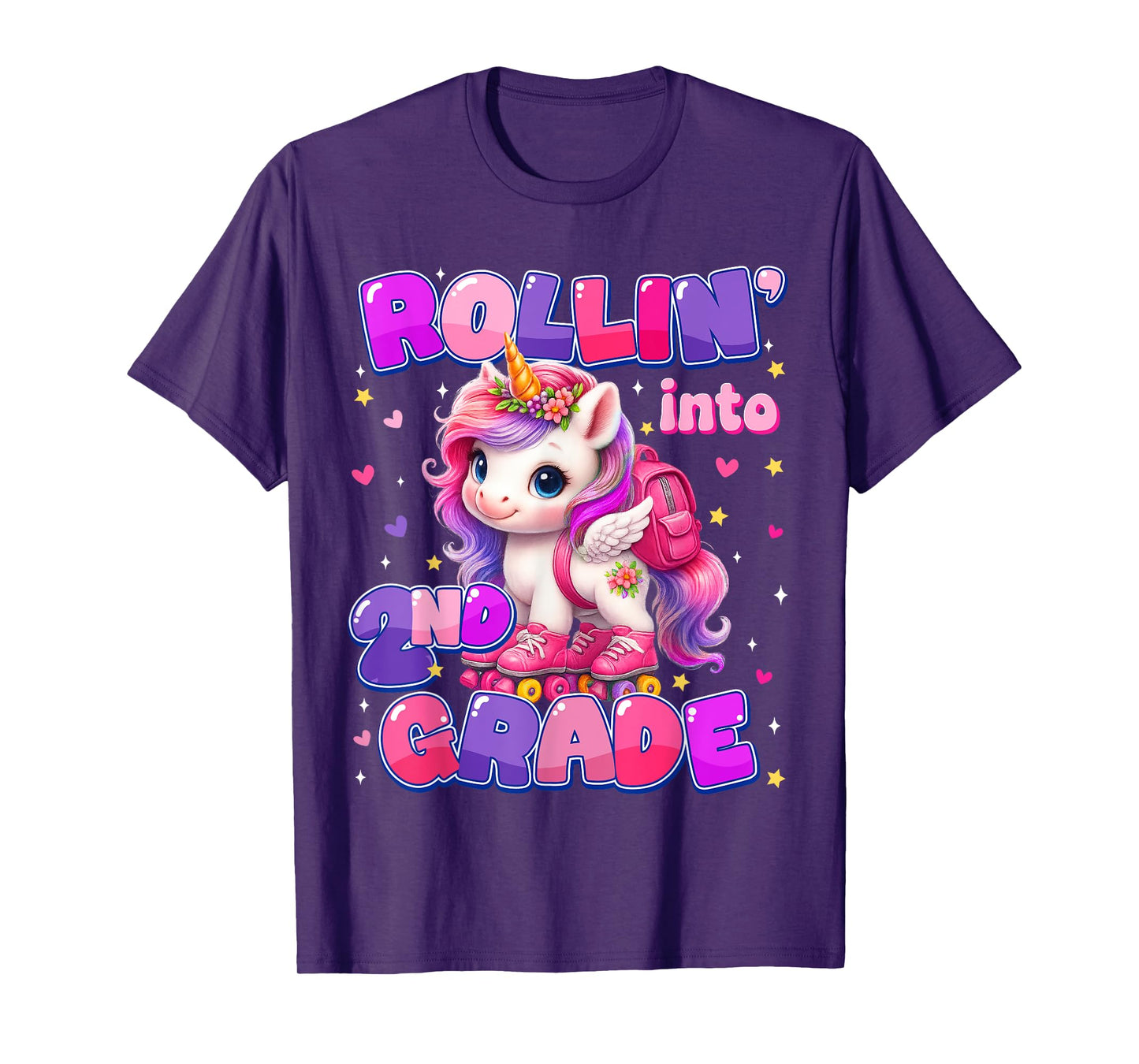 Rolling Into 2nd Grade Unicorn First Day Of School Girls T-Shirt