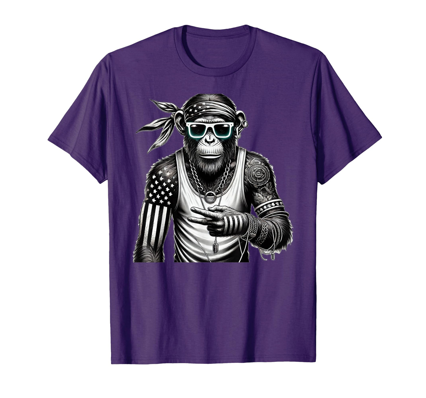 Funny Monkey with sunglasses cool street skateboard T-Shirt