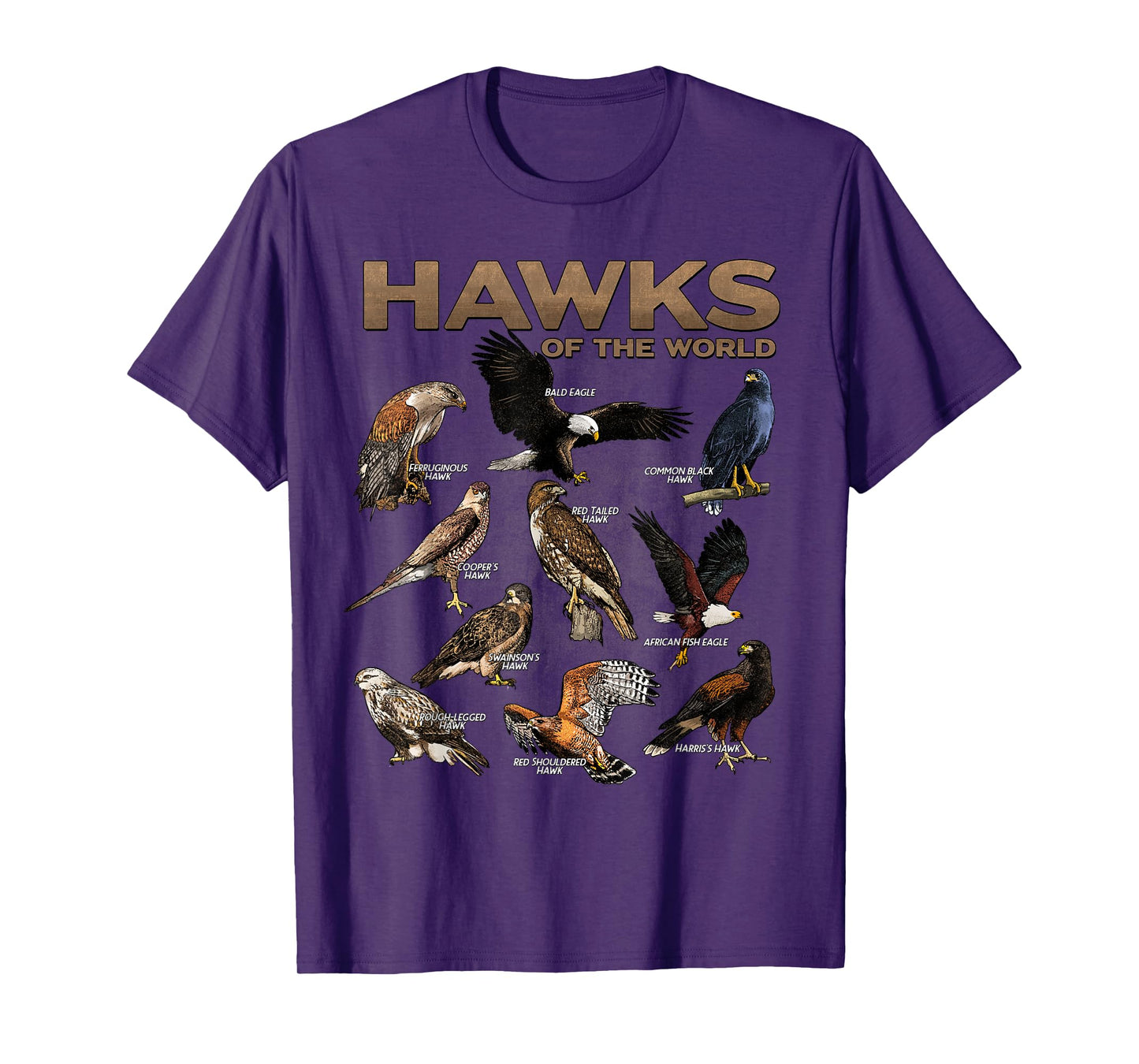 Hawks Animals of the World Educational Birds of Prey Birder T-Shirt