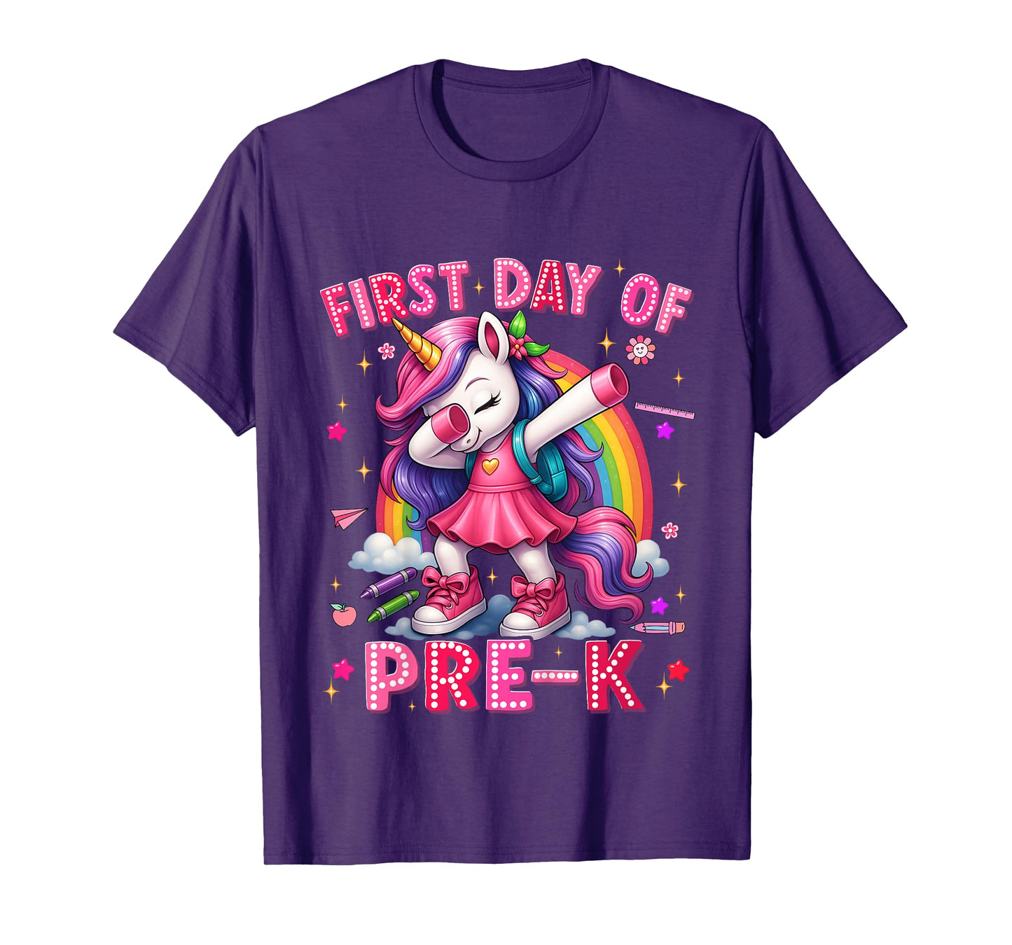 First Day Of Prek Pre K Unicorn Back To School Girls Outfits T-Shirt