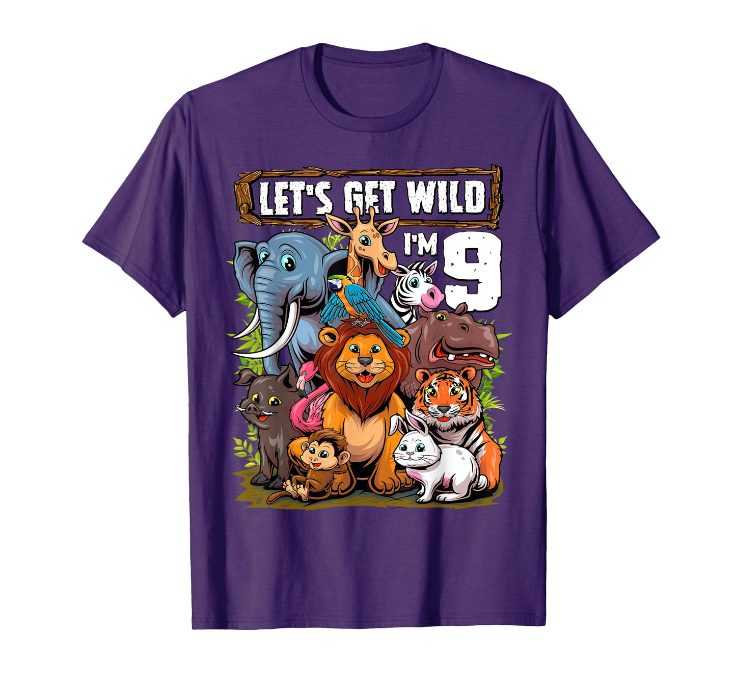 9 Year Old Zoo Birthday Safari Jungle Animals 9th Birthday T-Shirt