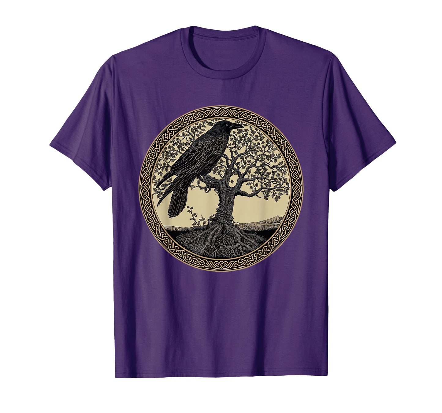 Crow Tree Of Life Celtic Viking Yggdrasil Raven Black Bird T-Shirt
