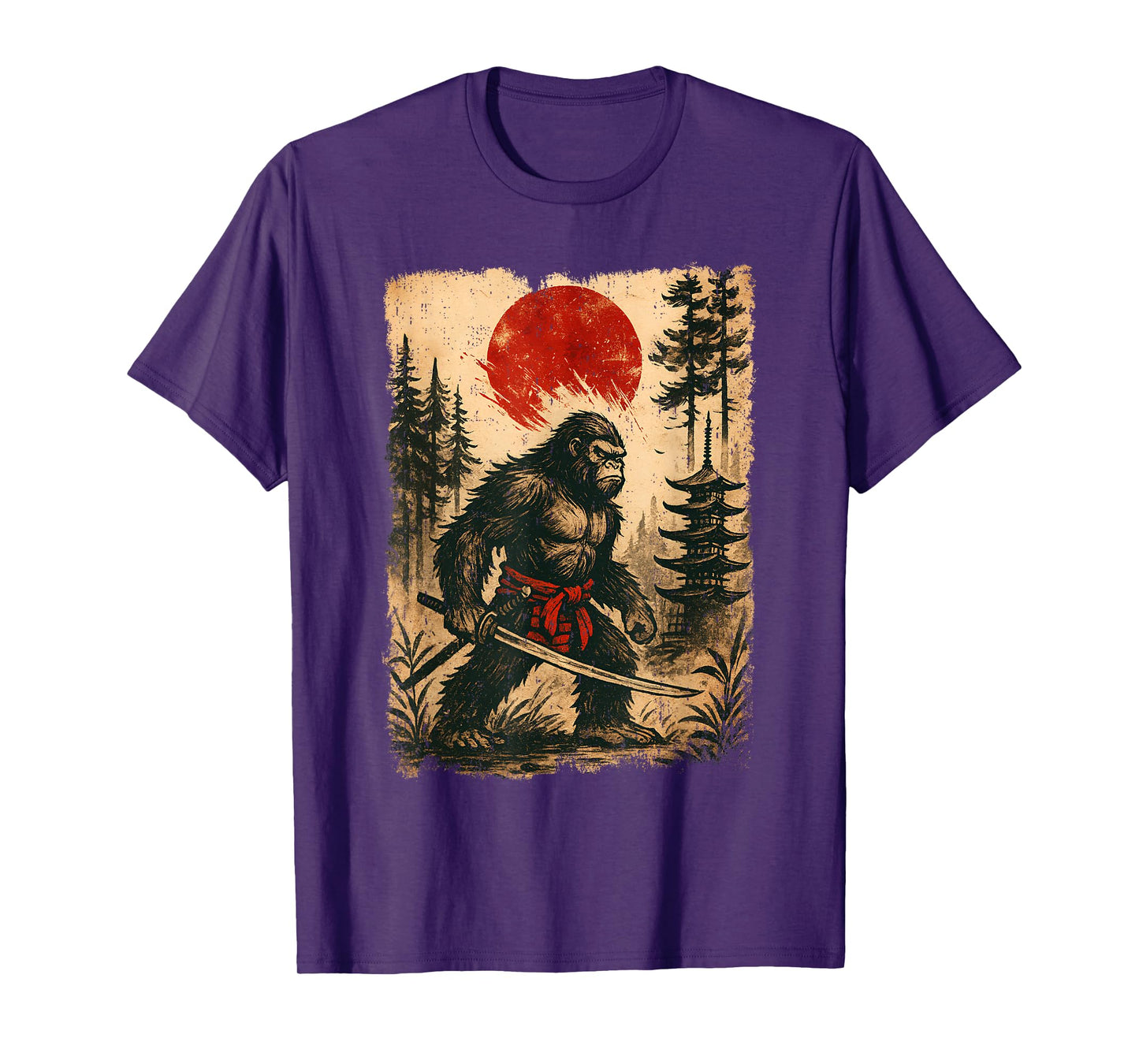 Funny Samurai Bigfoot Japanese Vintage Sasquatch Ukiyo-e T-Shirt