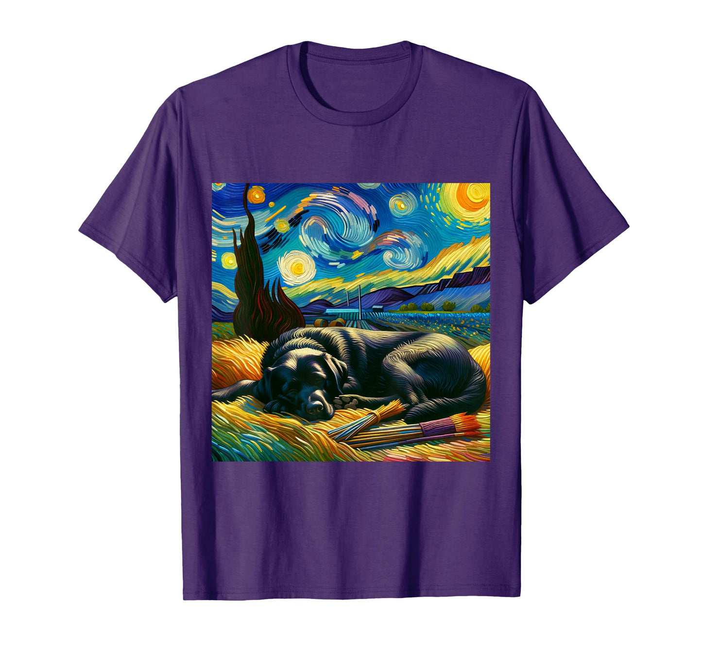 Black Labrador Starry Night Shirt Vincent Van Gogh Lab Mom T-Shirt