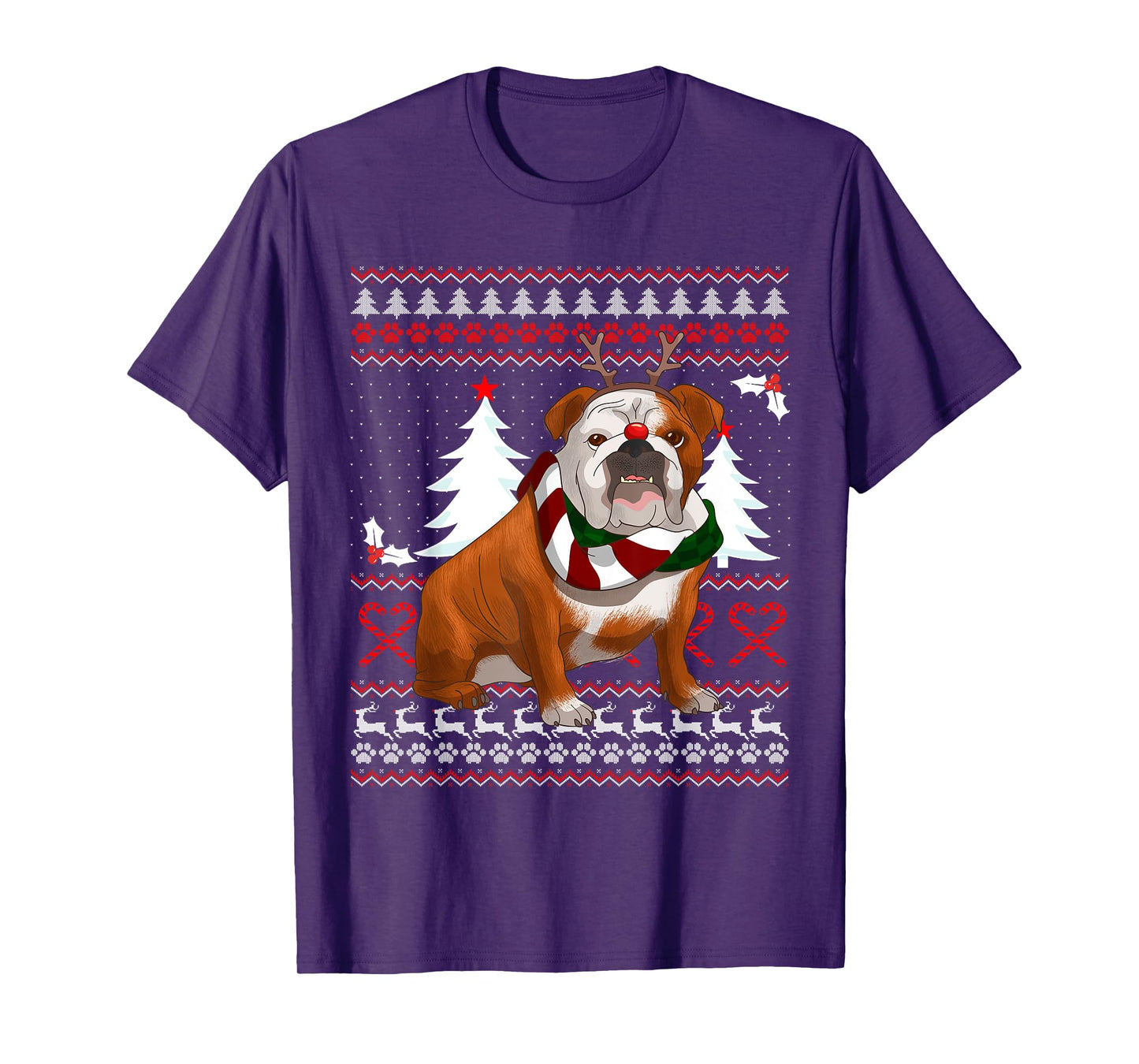 Cute English Bulldog Christmas Shirt Funny Xmas Gift Men Women T-Shirt