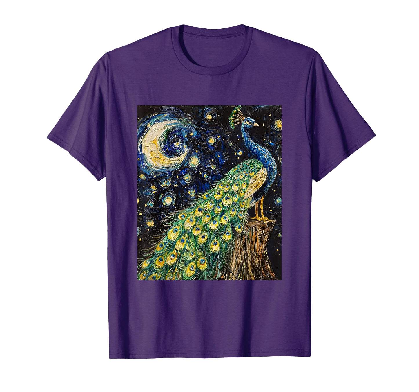 Peacock Bird - Van Gogh Style - Starry Night T-Shirt