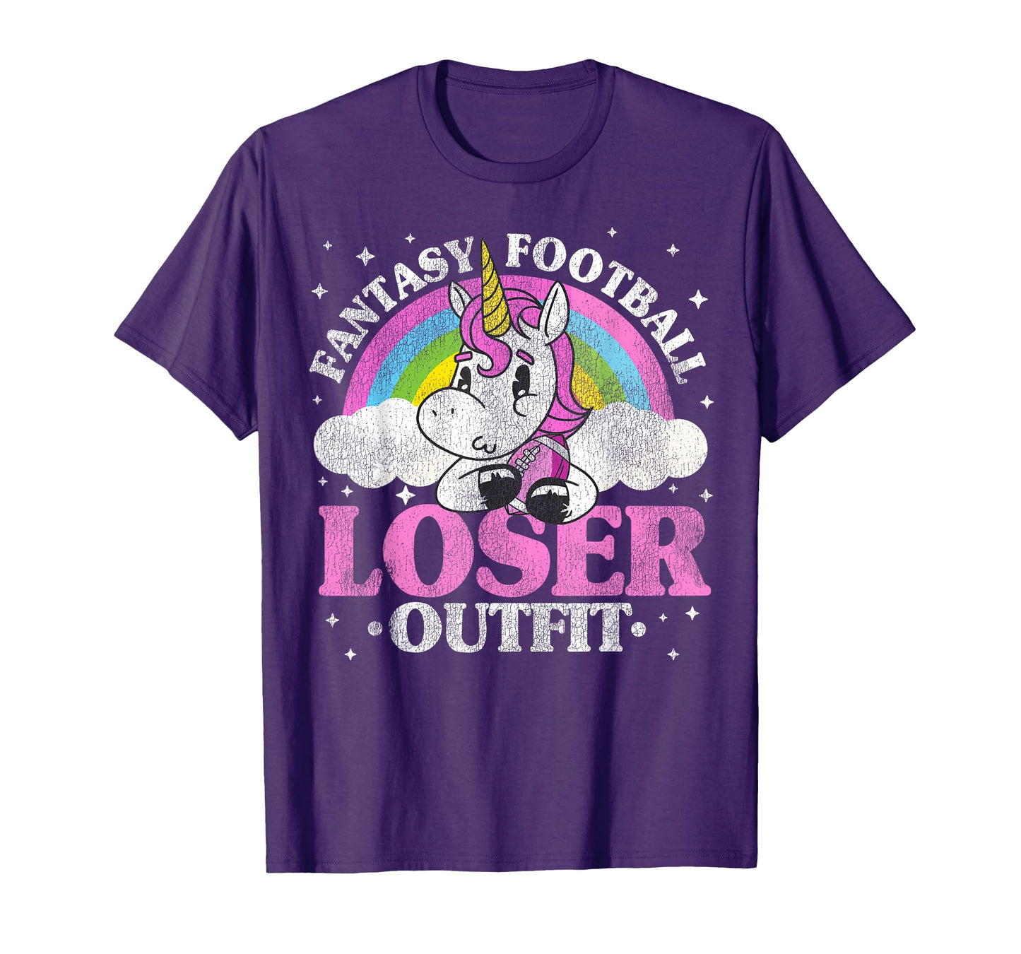 Fantasy Football Loser Outfit Retro Funny Unicorn Loser Gift T-Shirt