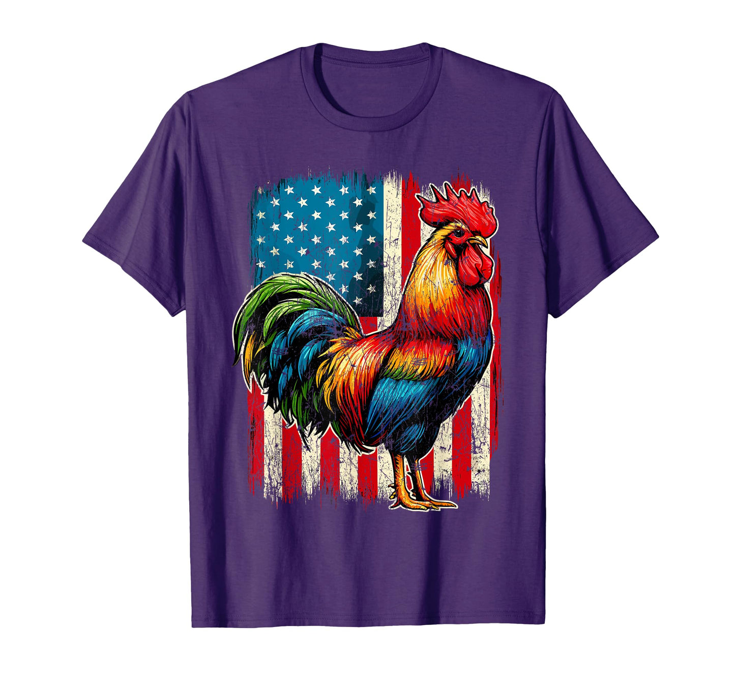 Patriotic Rooster USA Flag Chicken Farmer T-Shirt