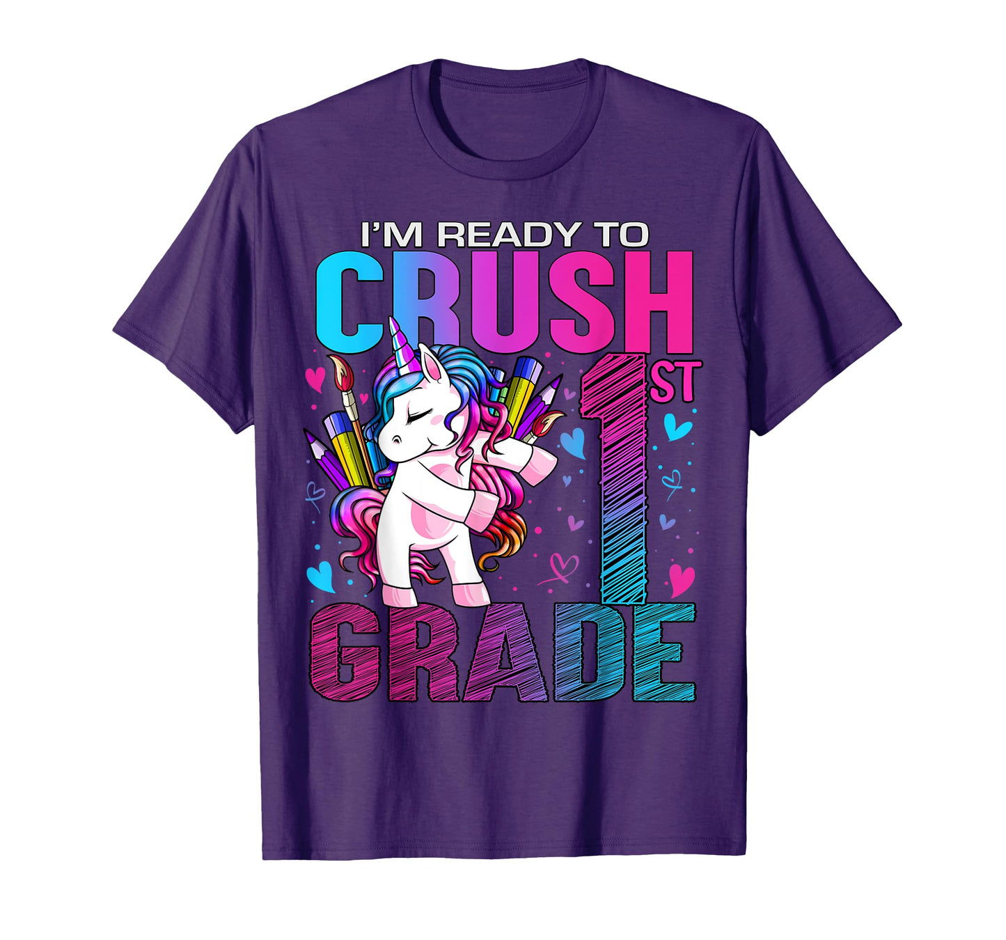Ready to Crush First 1st Grade Back To School Unicorn Kids T-Shirt